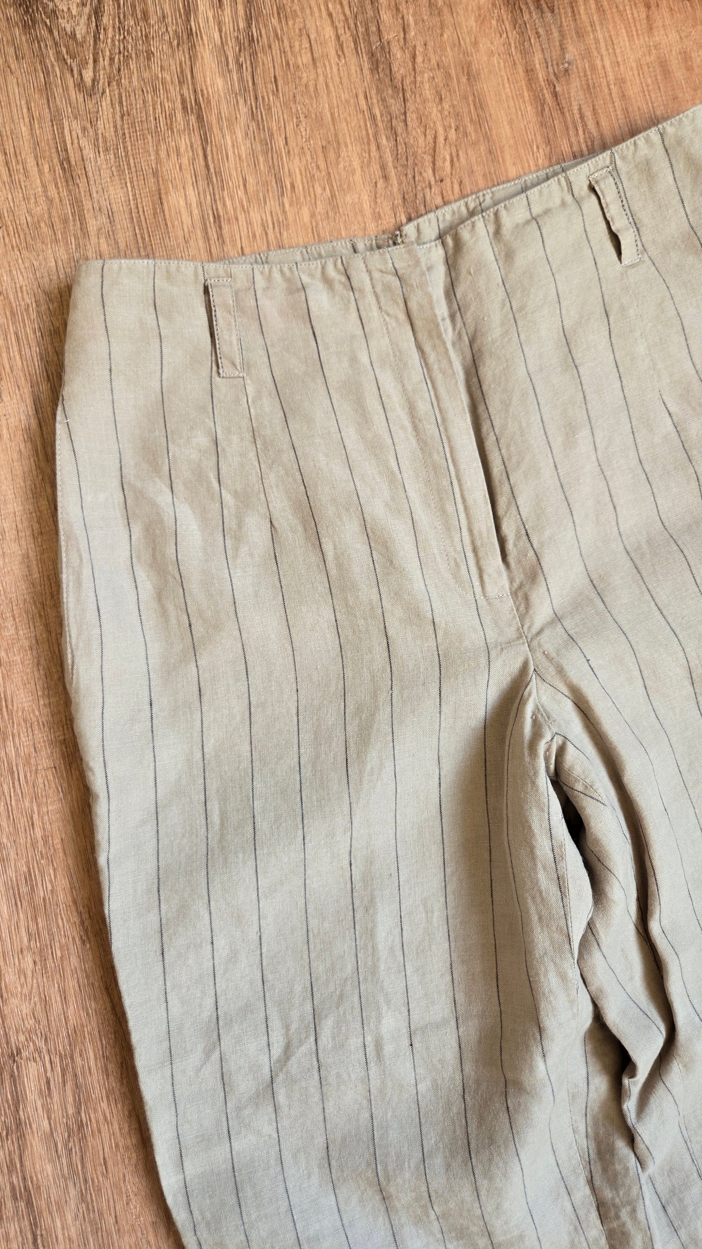 Oatmeal linen pinstripe pants