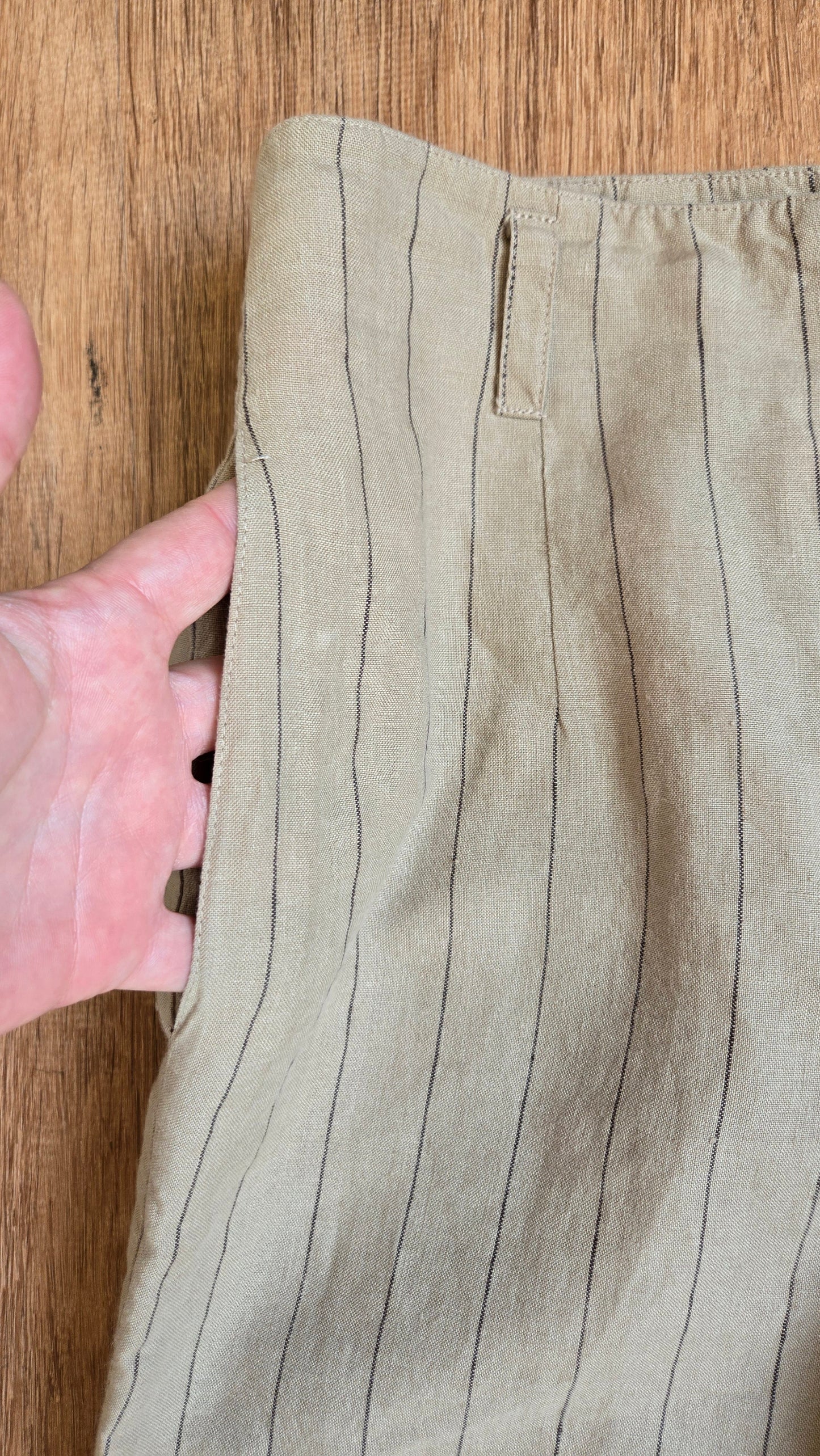Oatmeal linen pinstripe pants