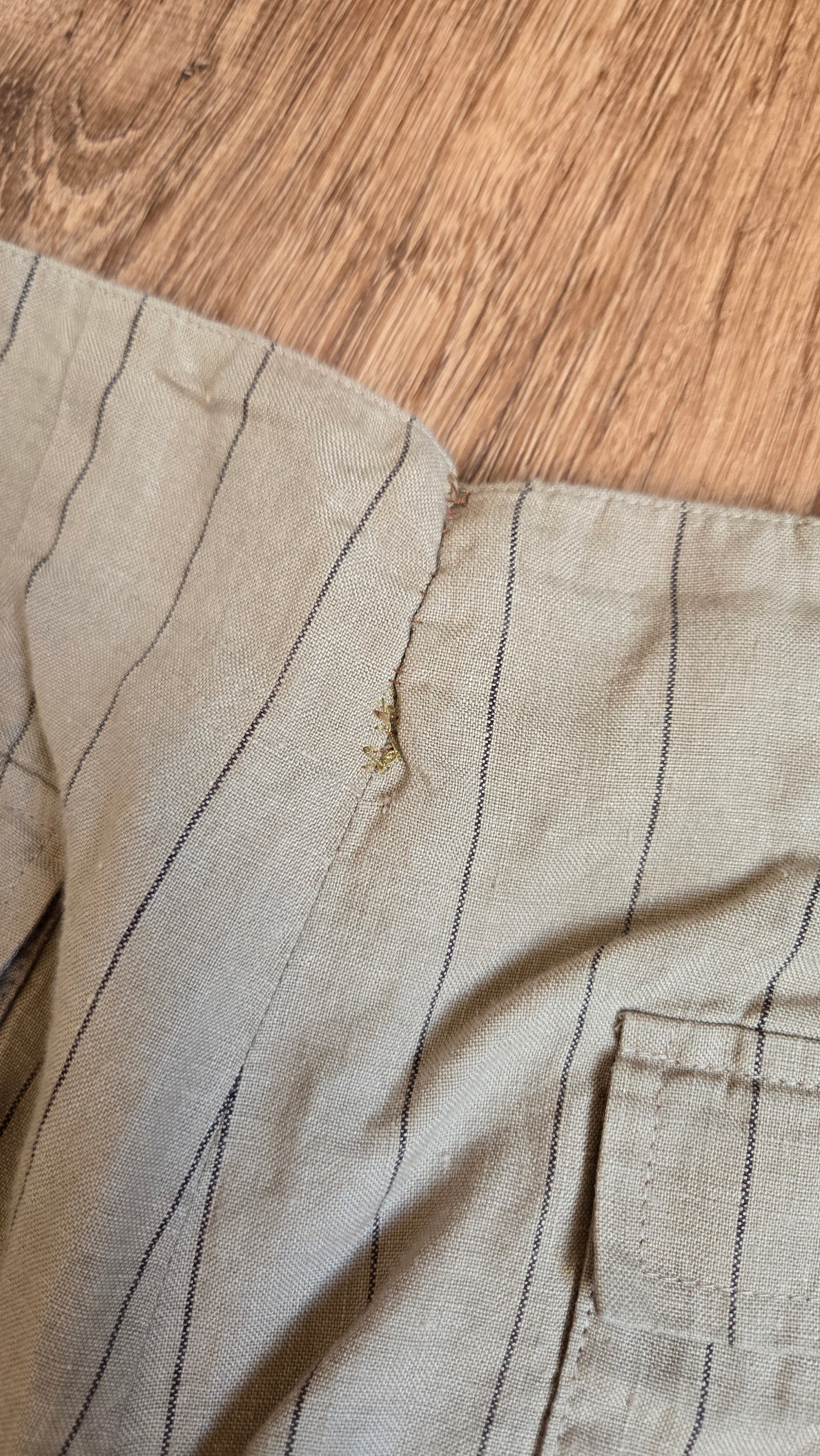 Oatmeal linen pinstripe pants