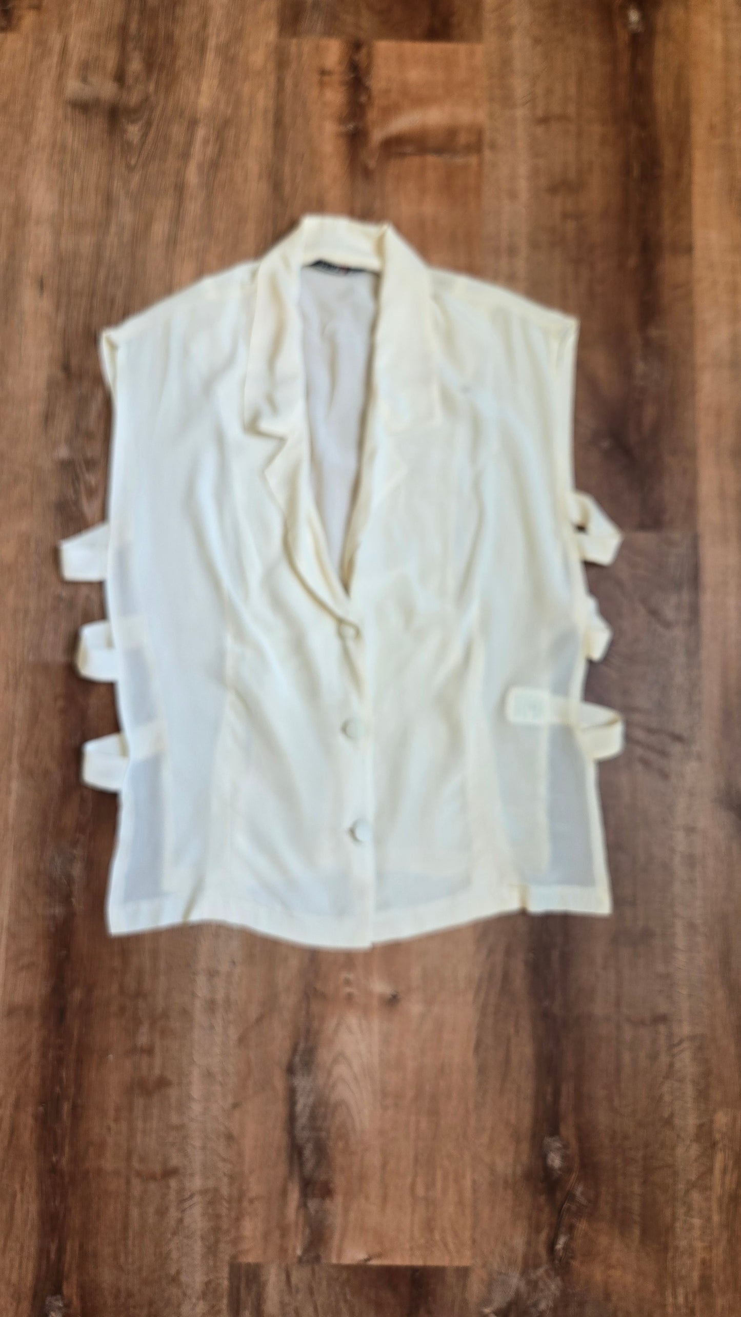 Open side cream silk blouse