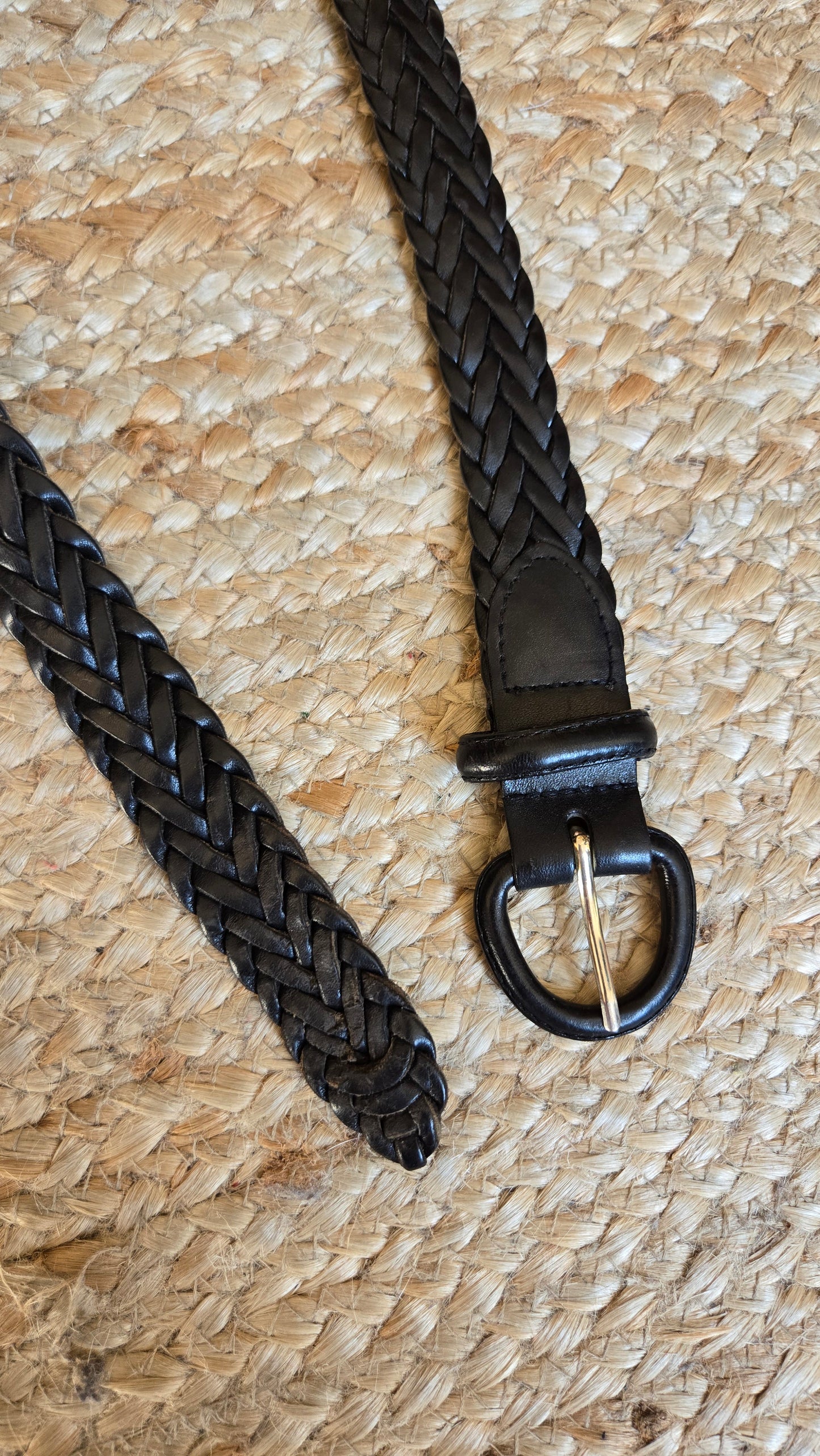 Black braided leather belt