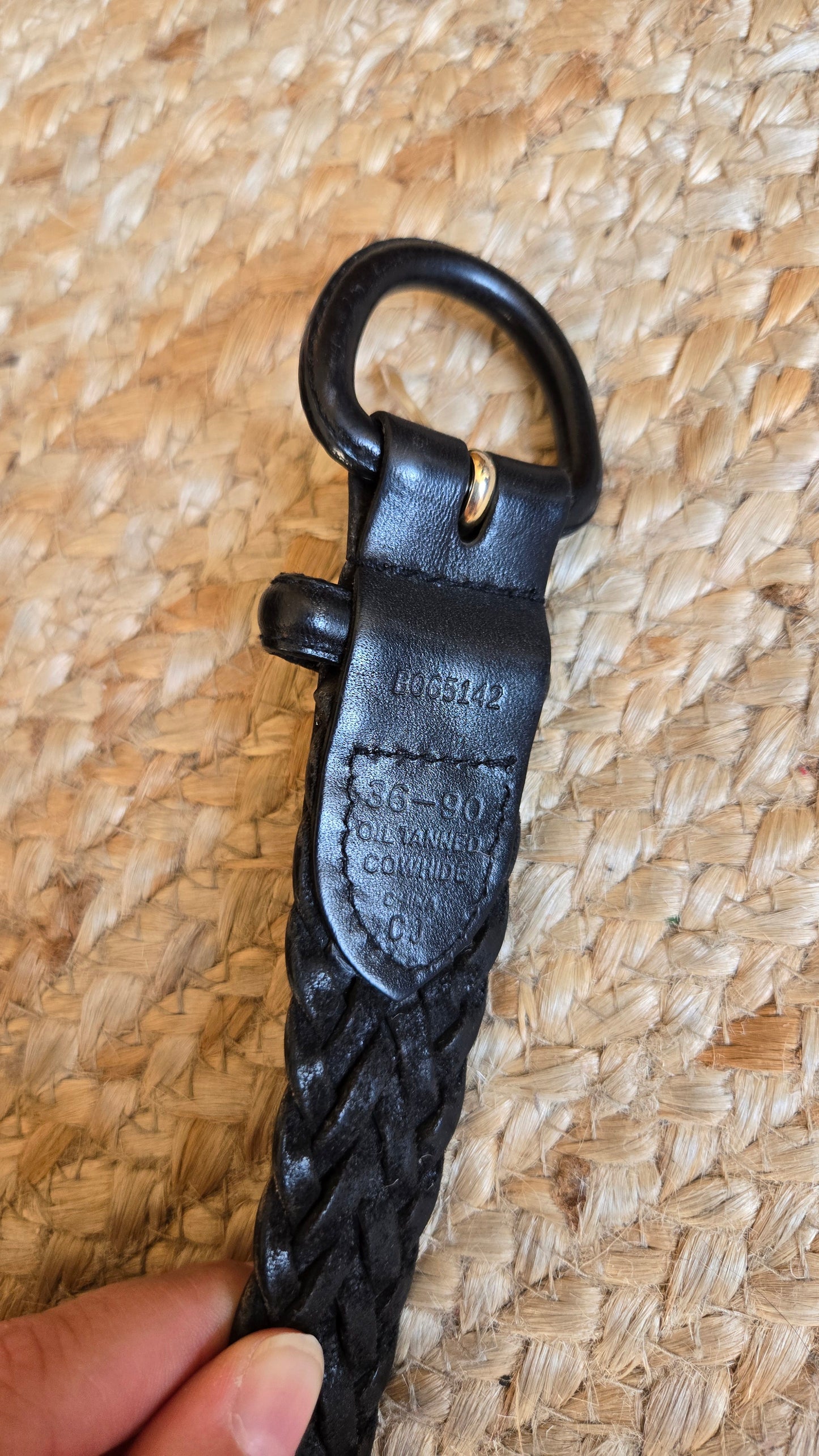 Black braided leather belt