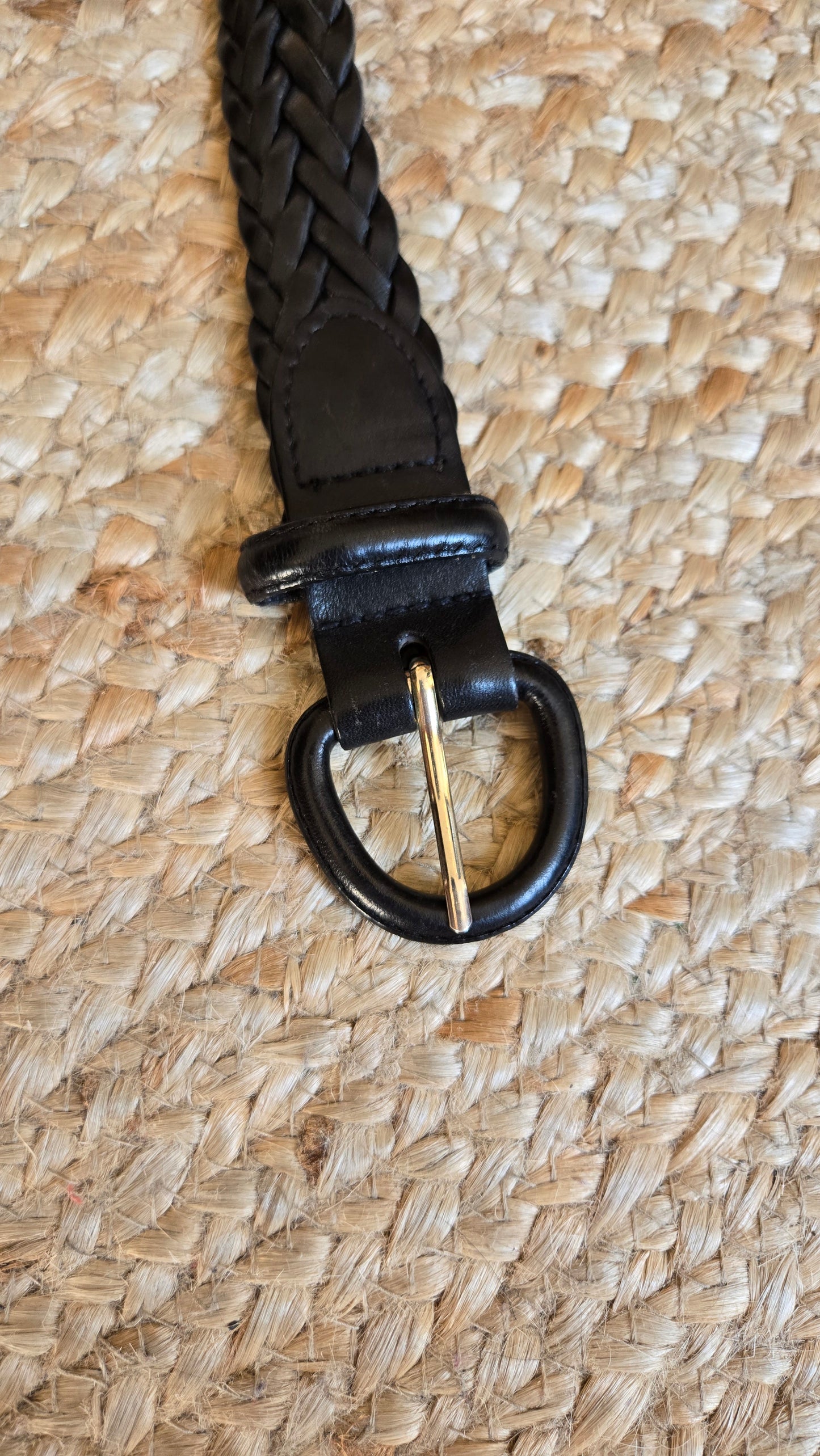 Black braided leather belt