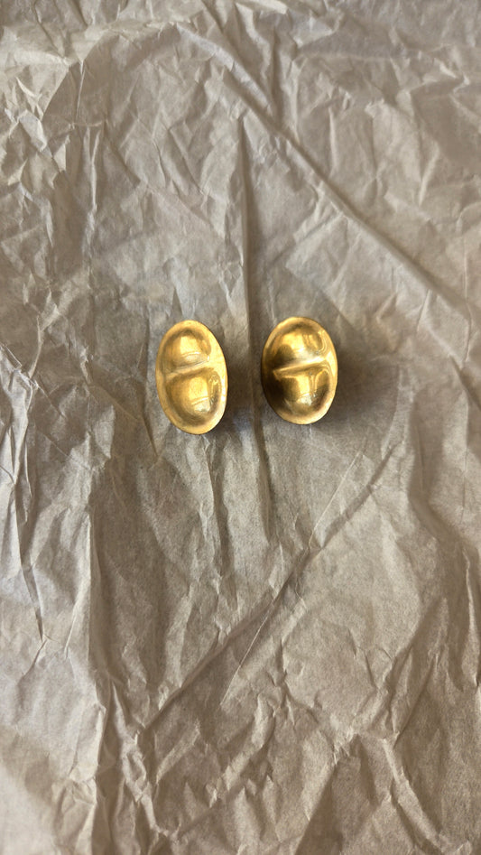Brass oval posts earrings