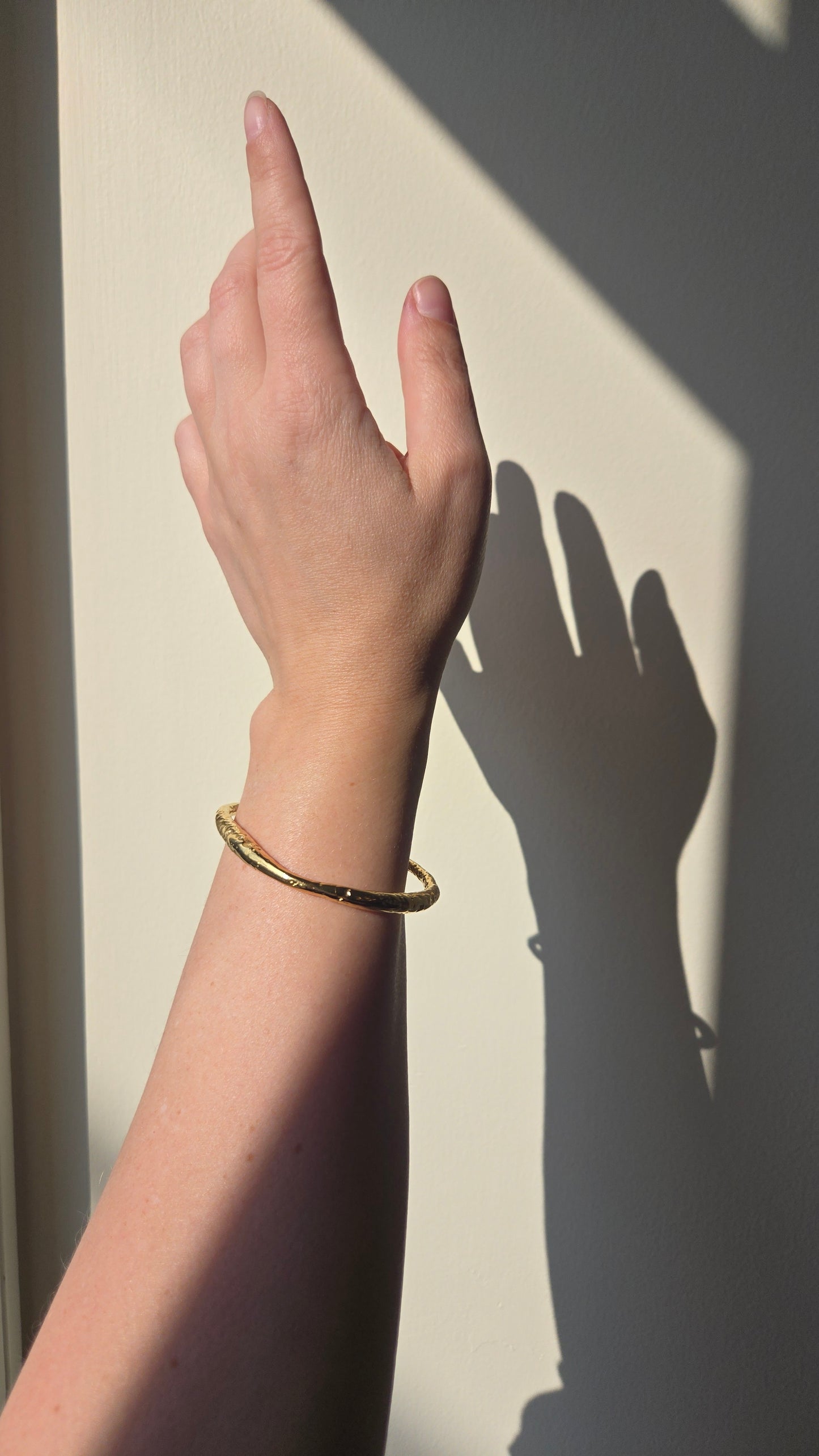 Gold Textured Open Cuff Bracelet