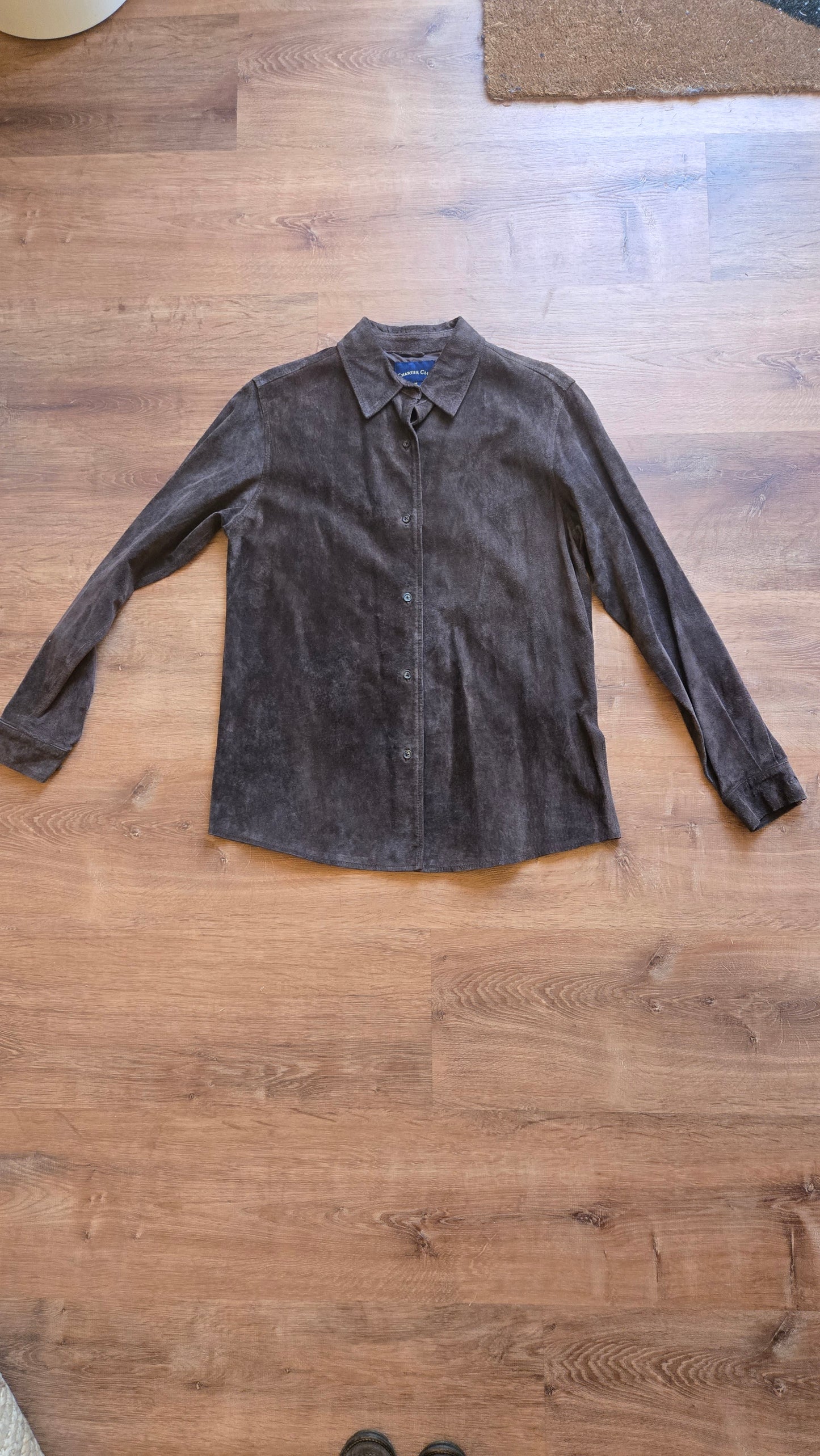 Chocolate suede shacket