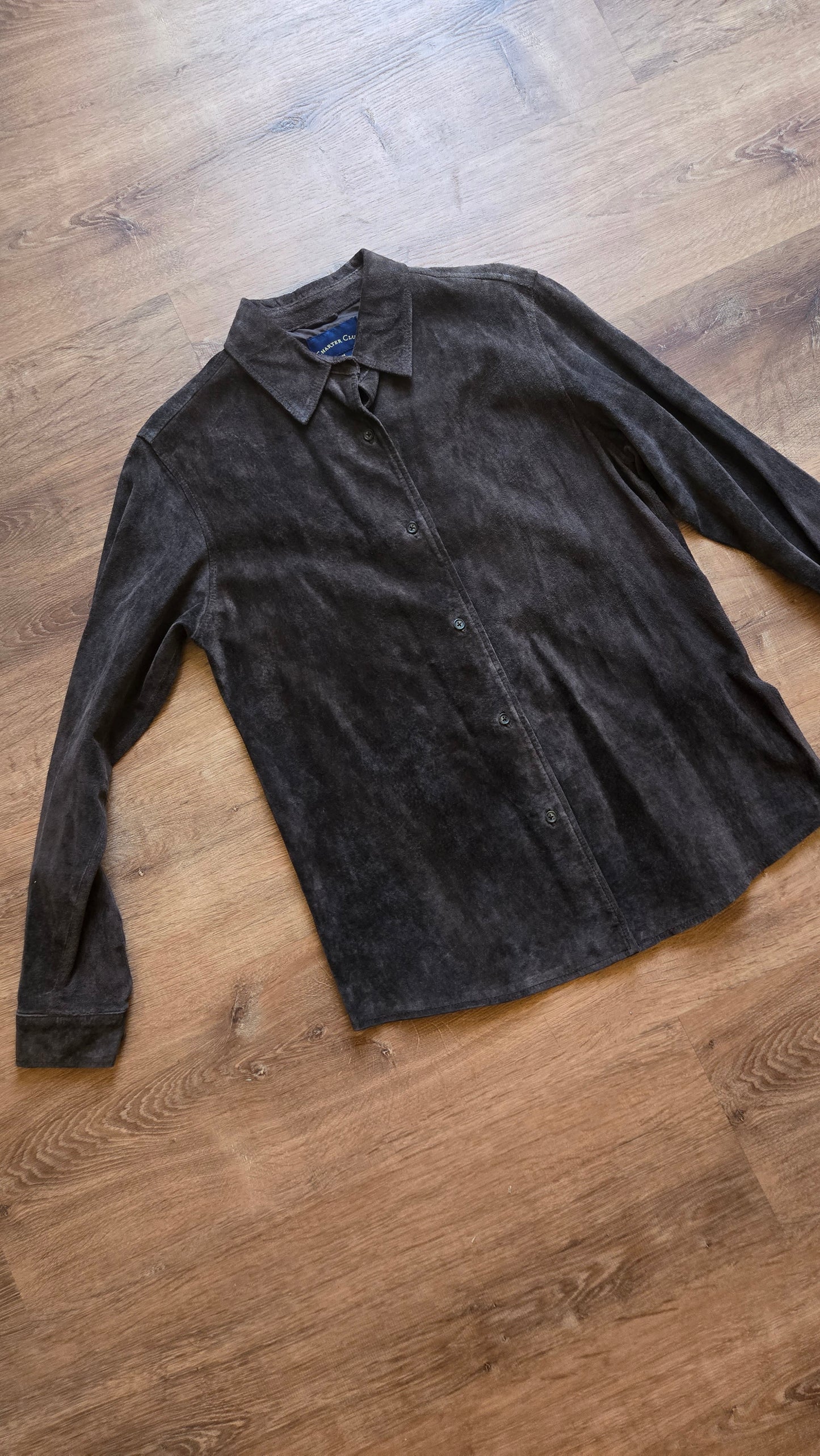 Chocolate suede shacket