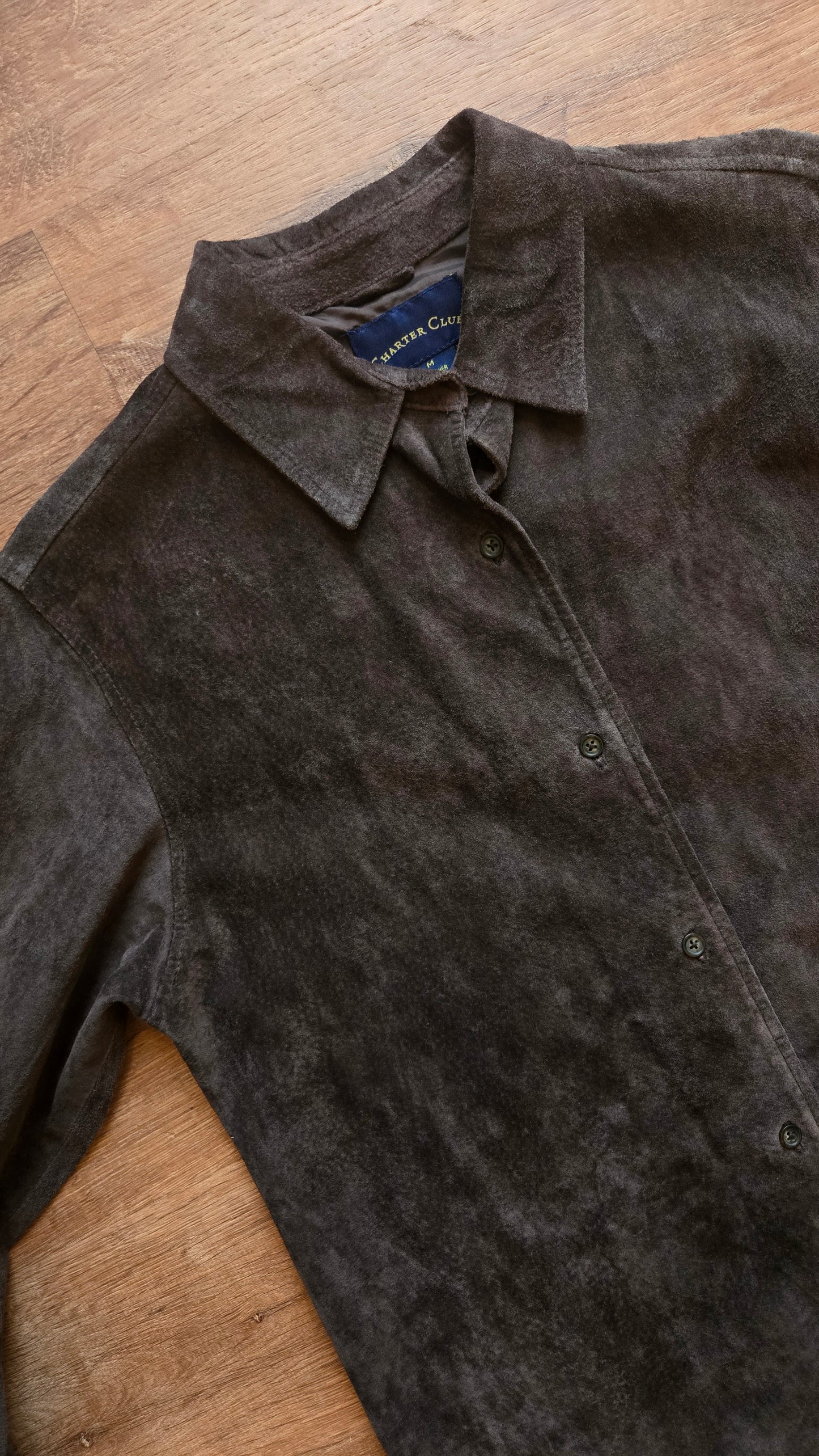 Chocolate suede shacket