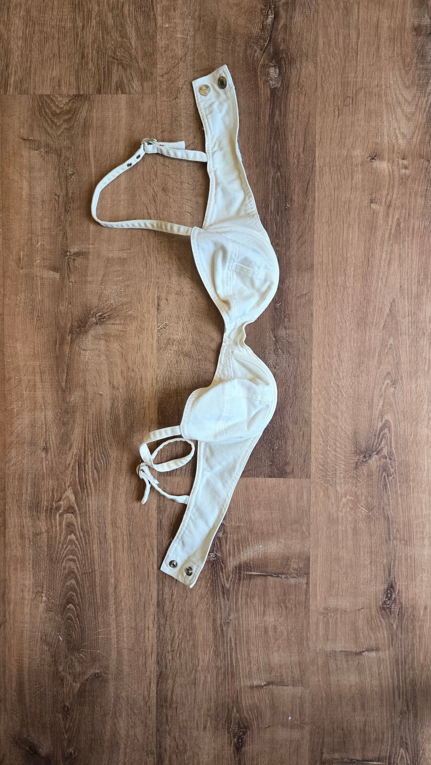 DKNY white cotton denim bralette