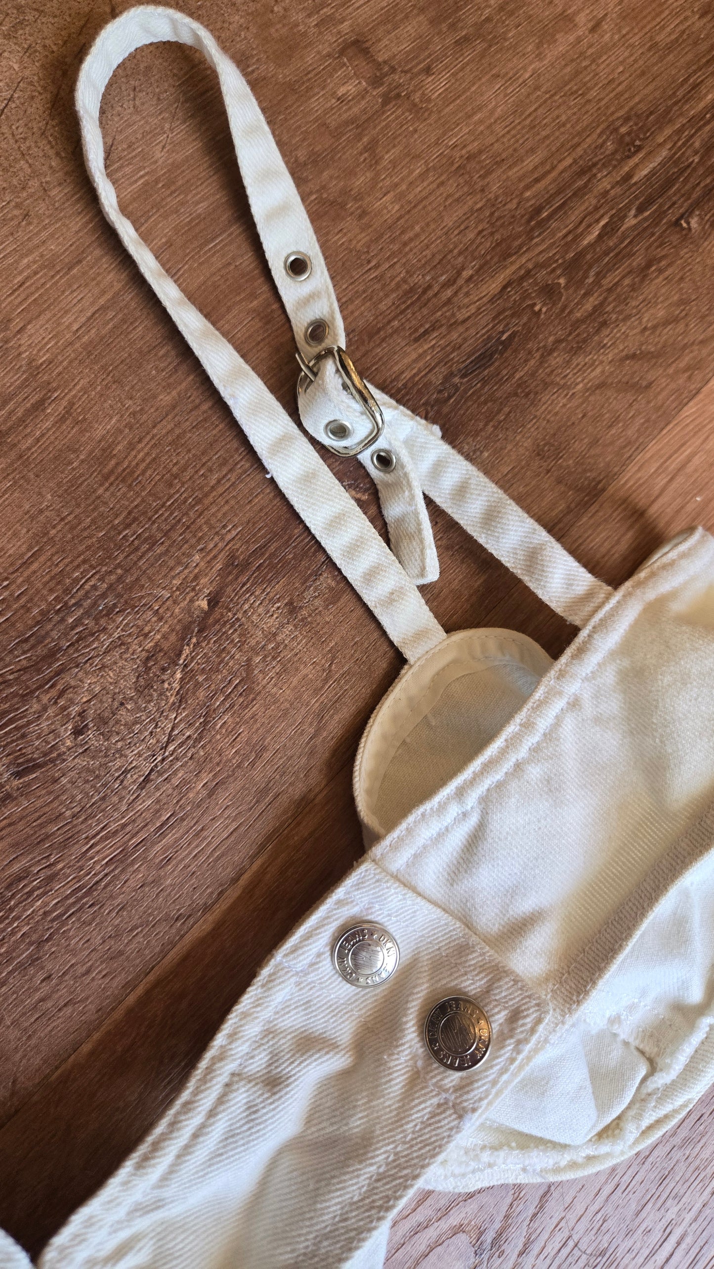 DKNY white cotton denim bralette