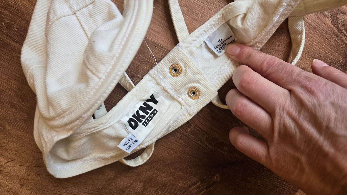 DKNY white cotton denim bralette