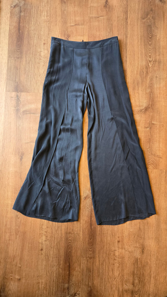 Navy silk layered split pants
