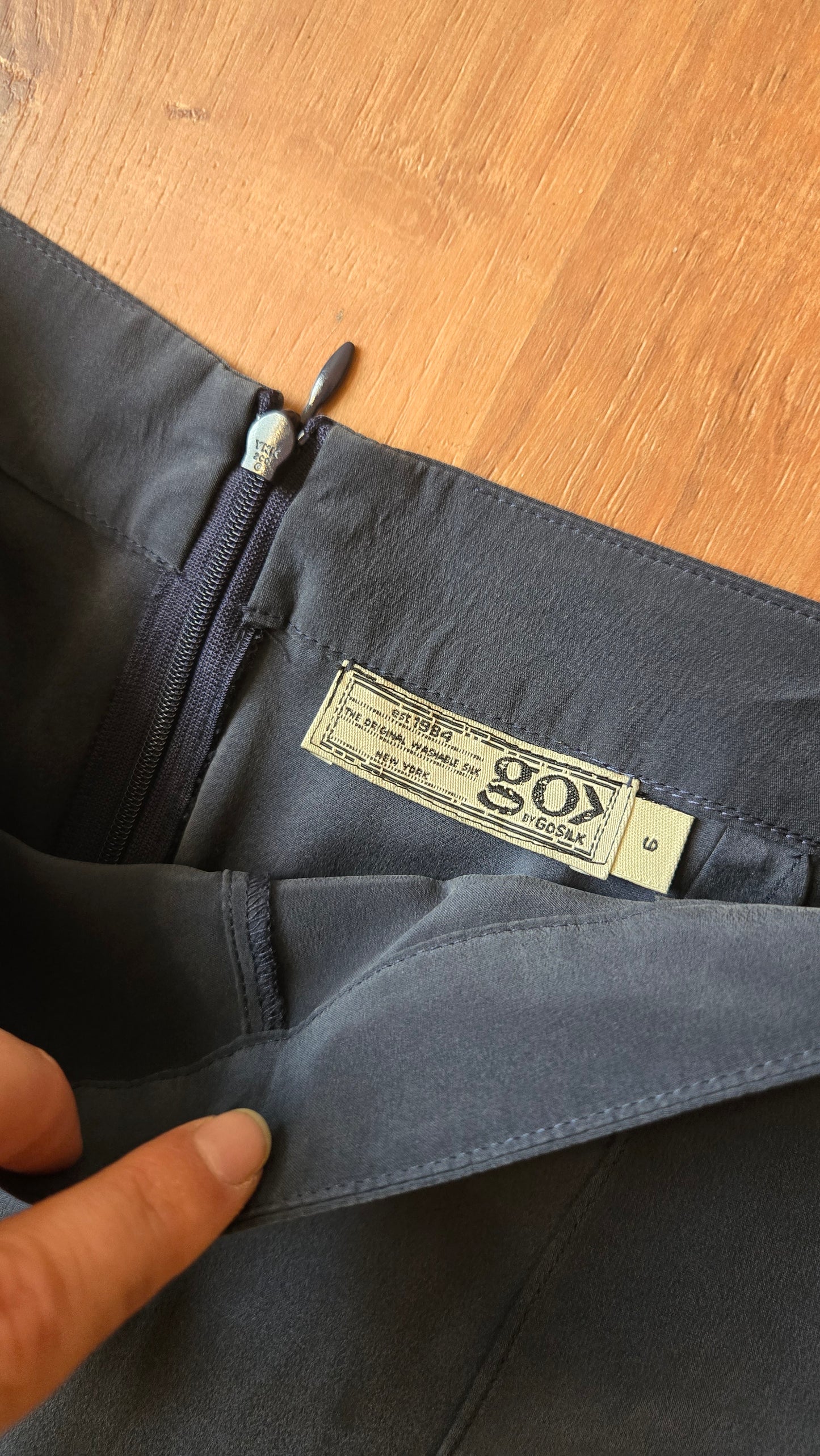 Navy silk layered split pants
