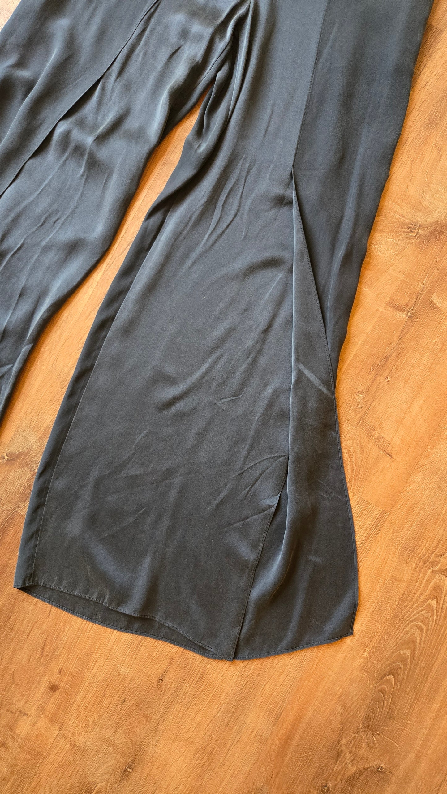 Navy silk layered split pants