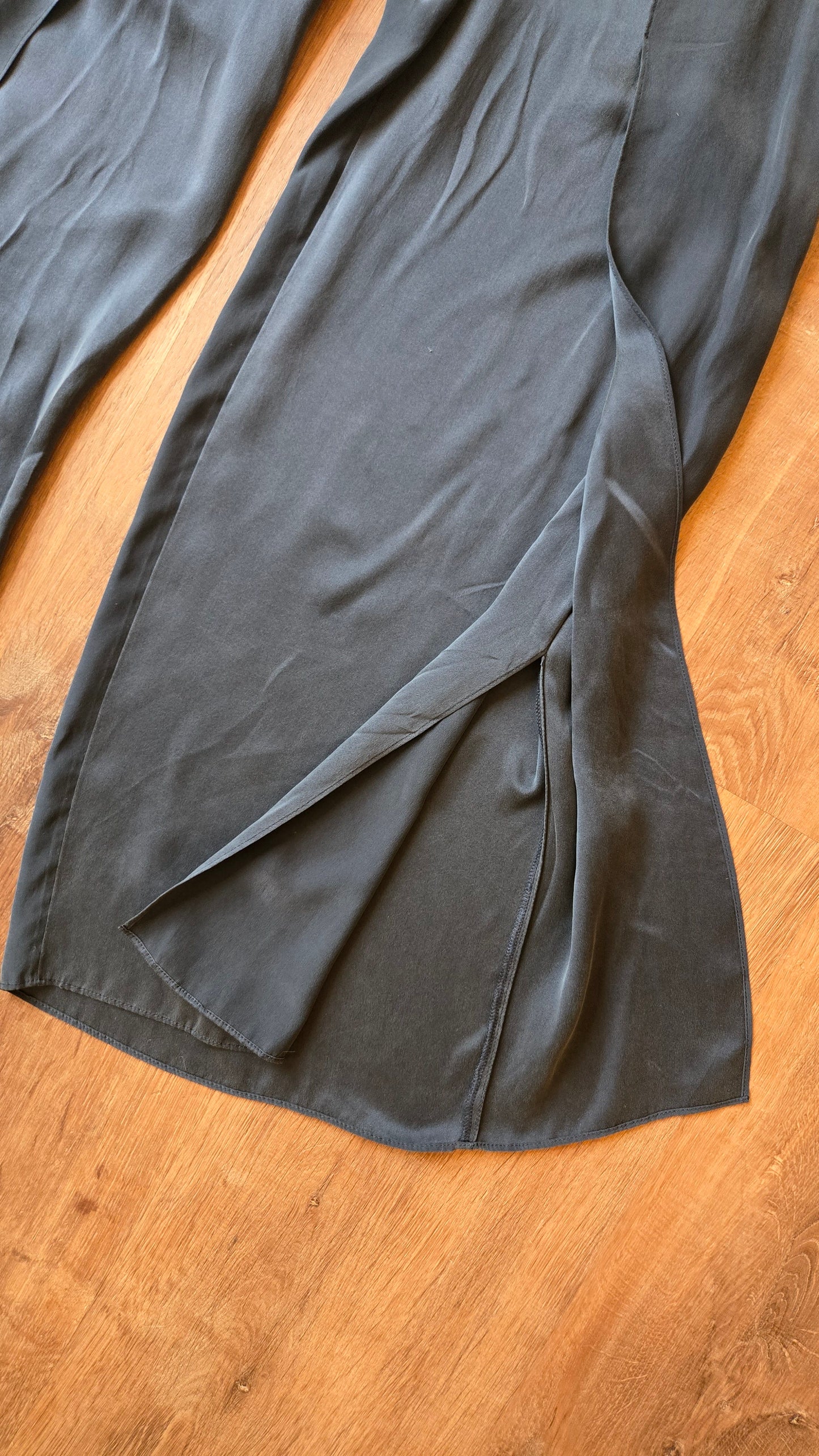 Navy silk layered split pants
