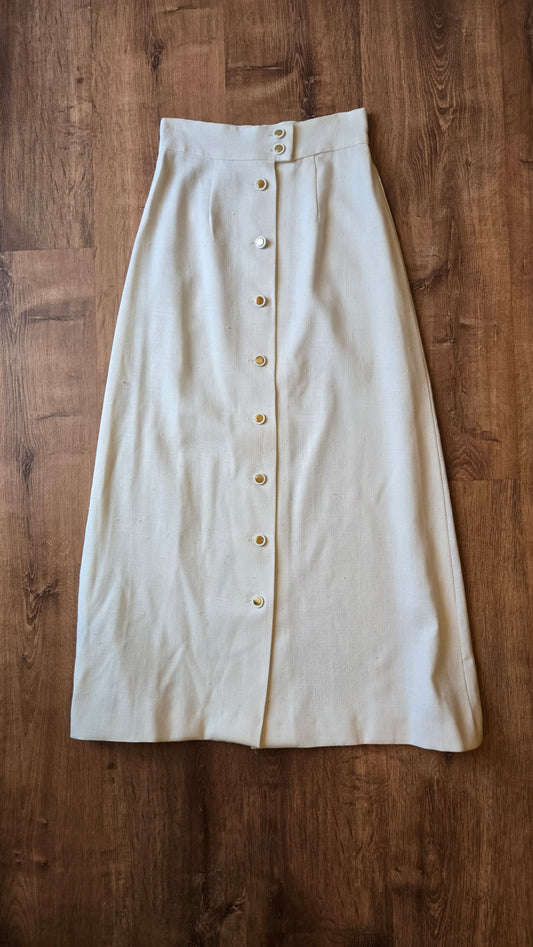 White button-front maxi skirt
