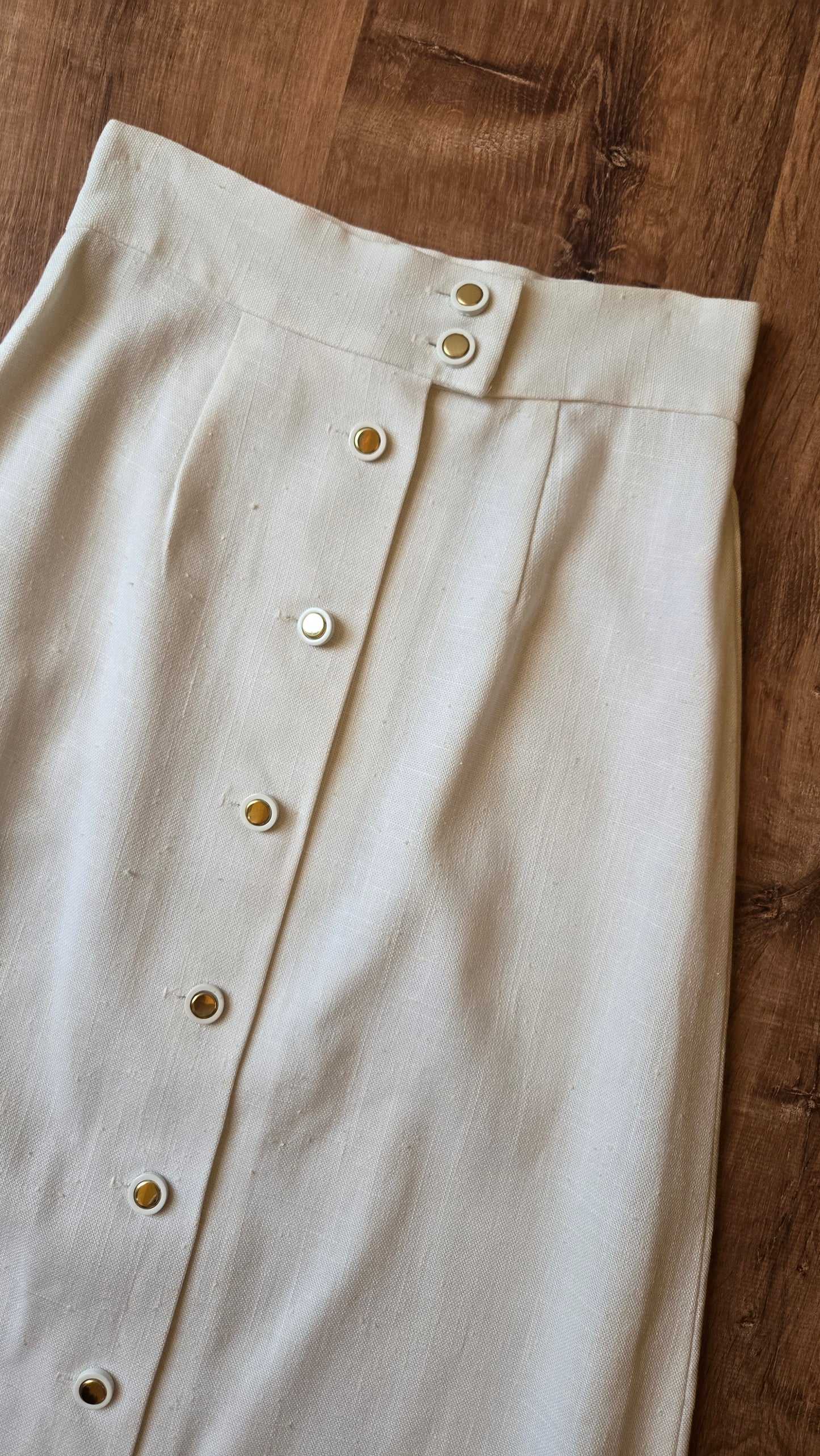 White button-front maxi skirt