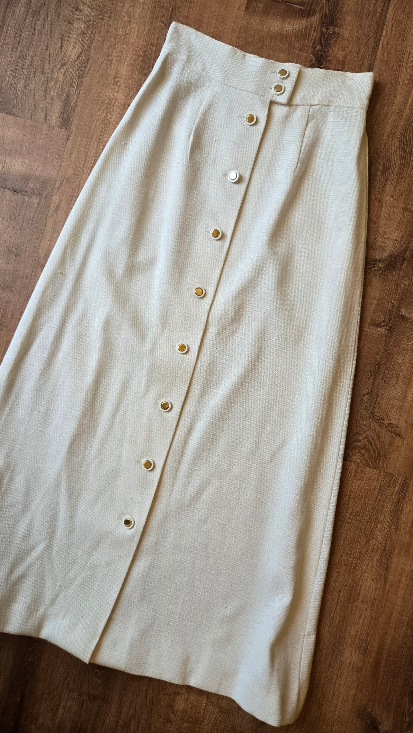 White button-front maxi skirt