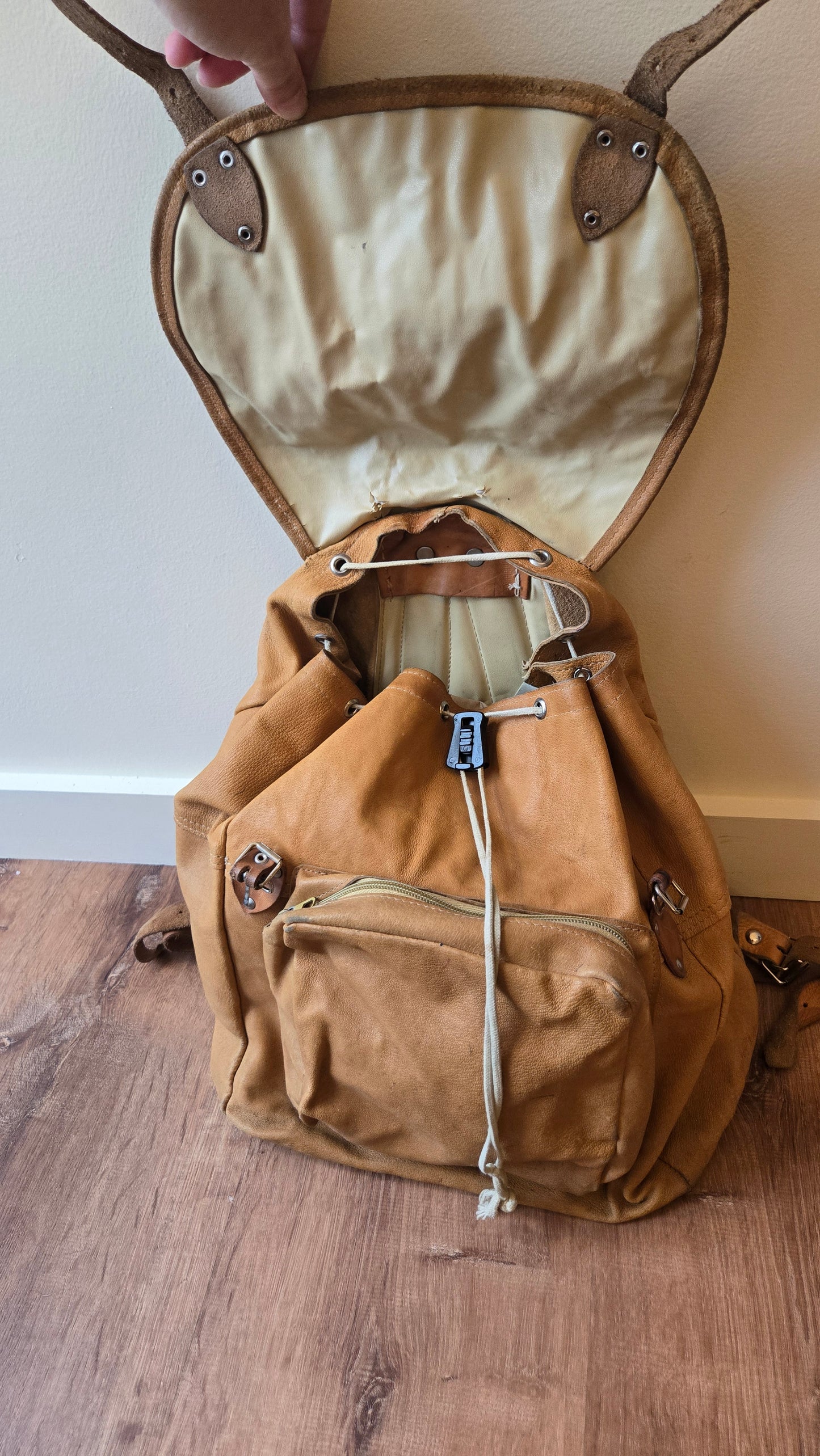 Czech light leather backpack