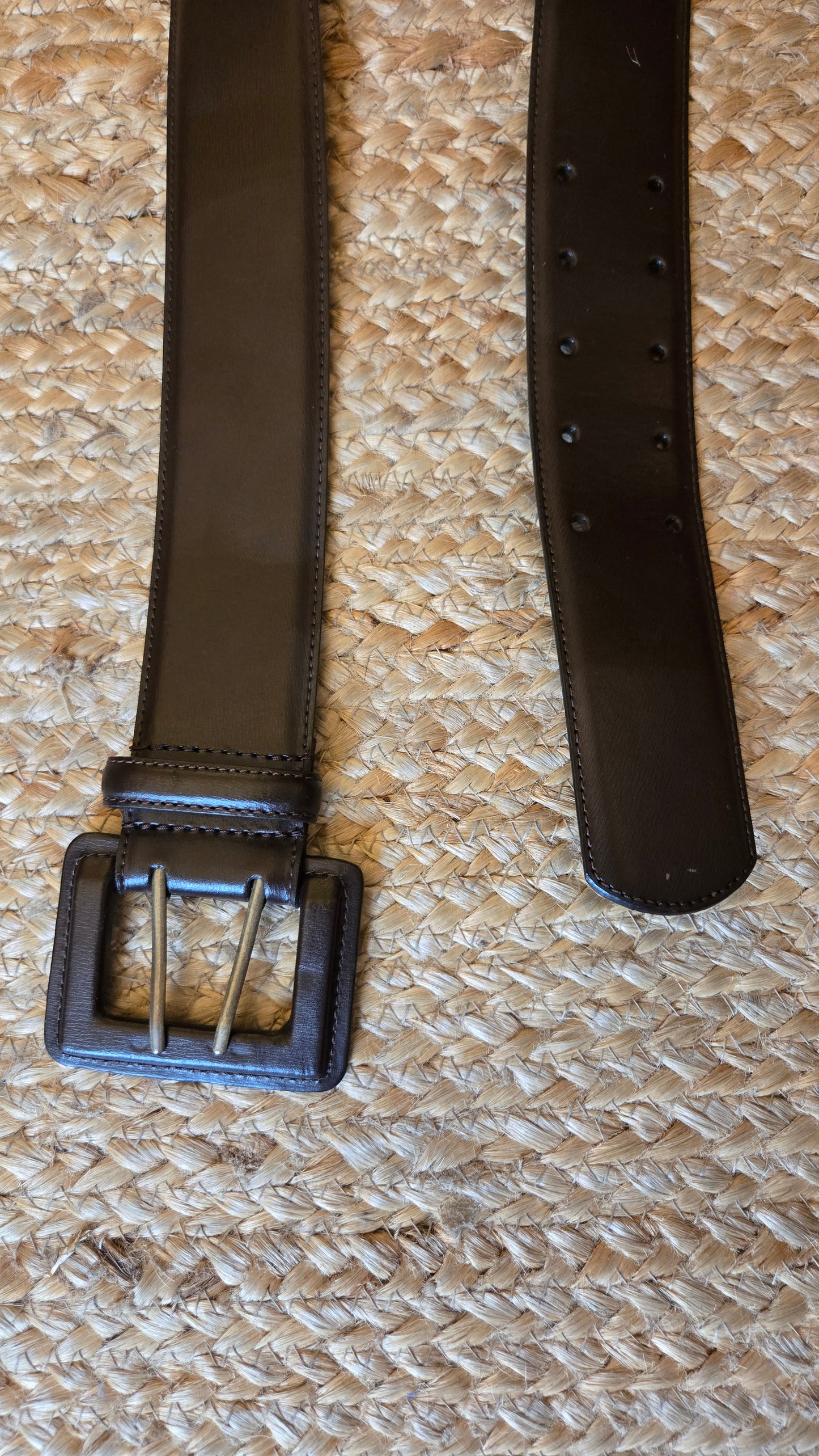 Chocolate brown wide leather belt