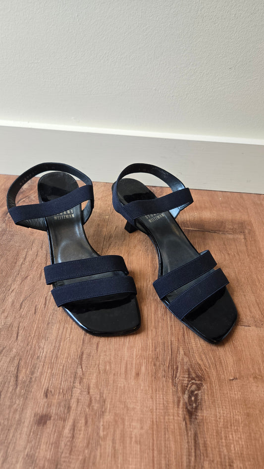 Stuart Weitzman navy elastic strap sandals, sz 7