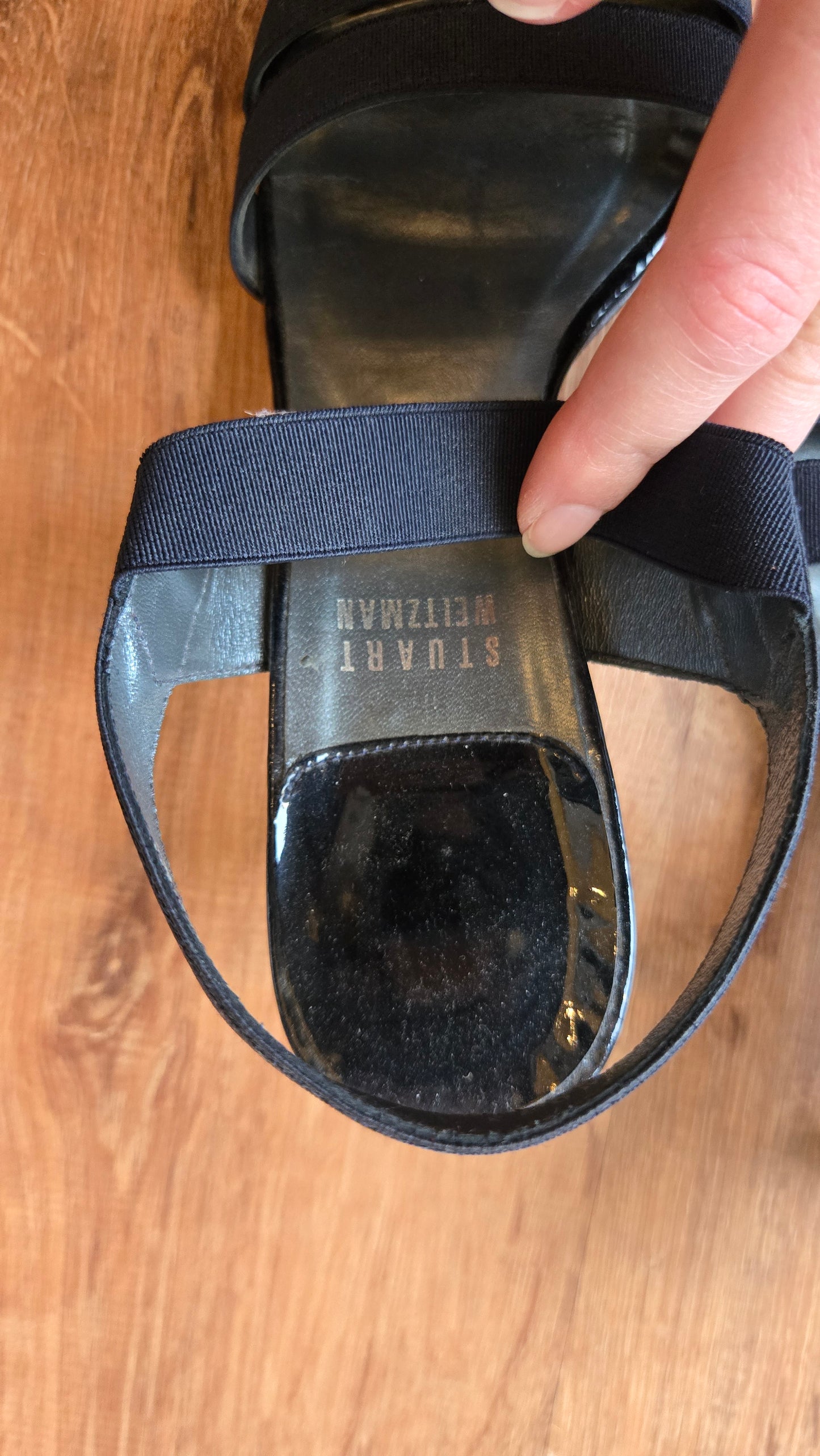 Stuart Weitzman navy elastic strap sandals, sz 7