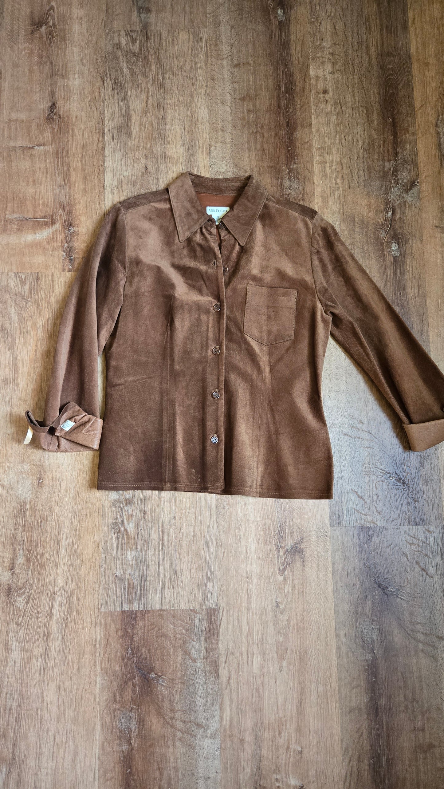 Ann Taylor burnt caramel suede shacket