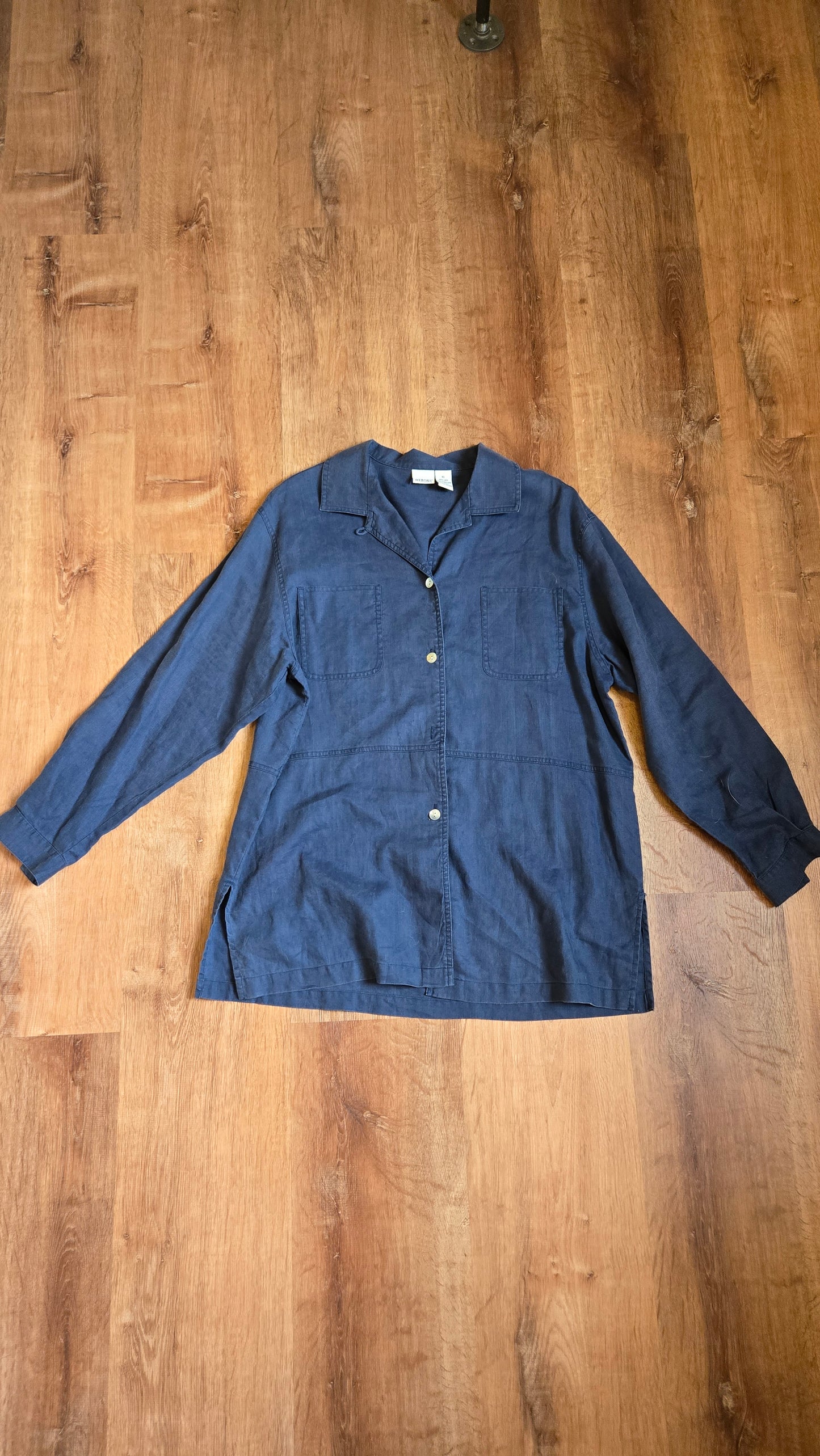 Navy linen chore jacket