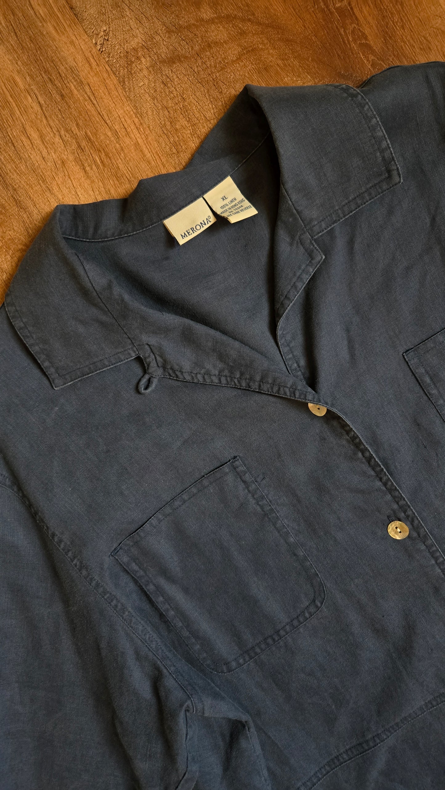 Navy linen chore jacket