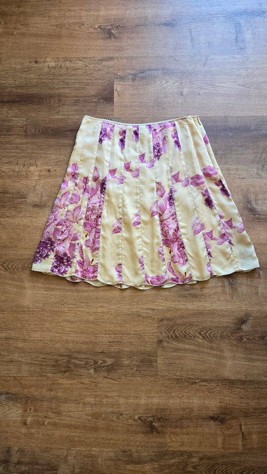 Ann Taylor pink floral silk skirt