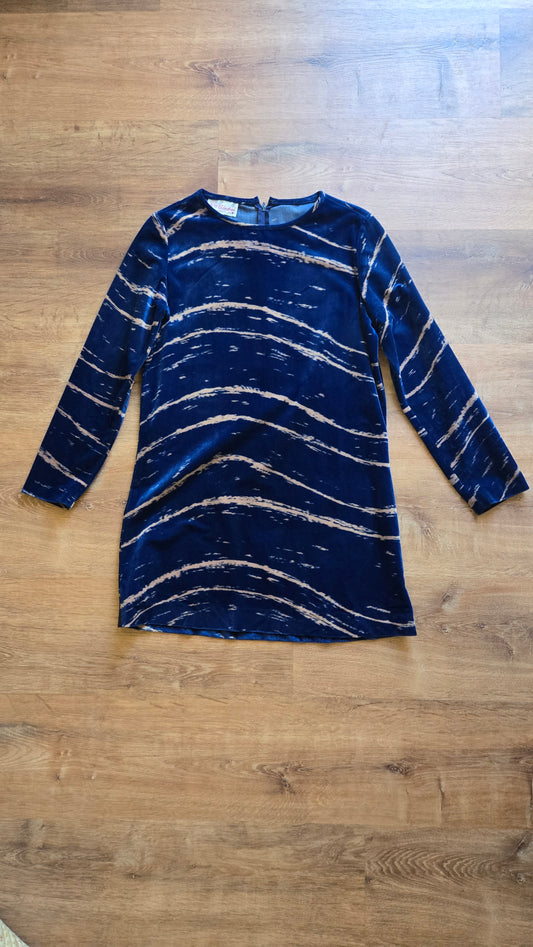 Kay Windsor navy print velour dress
