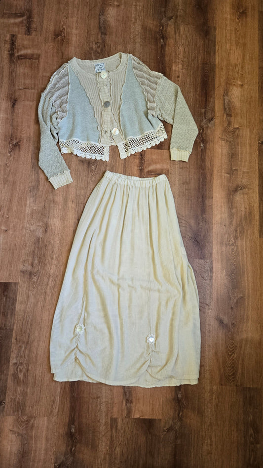 Jackie John patchwork sweater skirt set