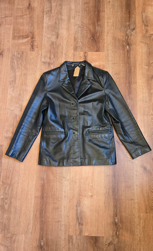 Massini black leather blazer