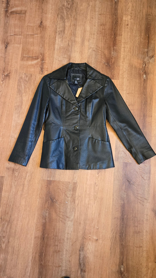 East 5th black leather jacket