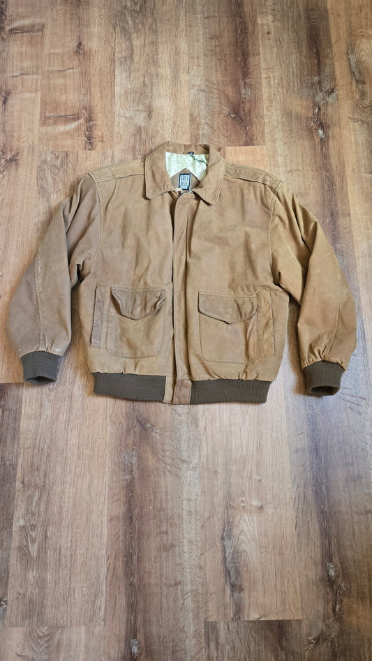 Greg bell leather map bomber