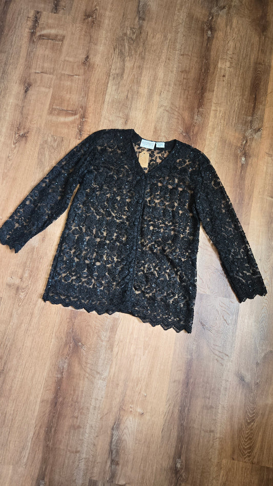 Passports black lace shacket