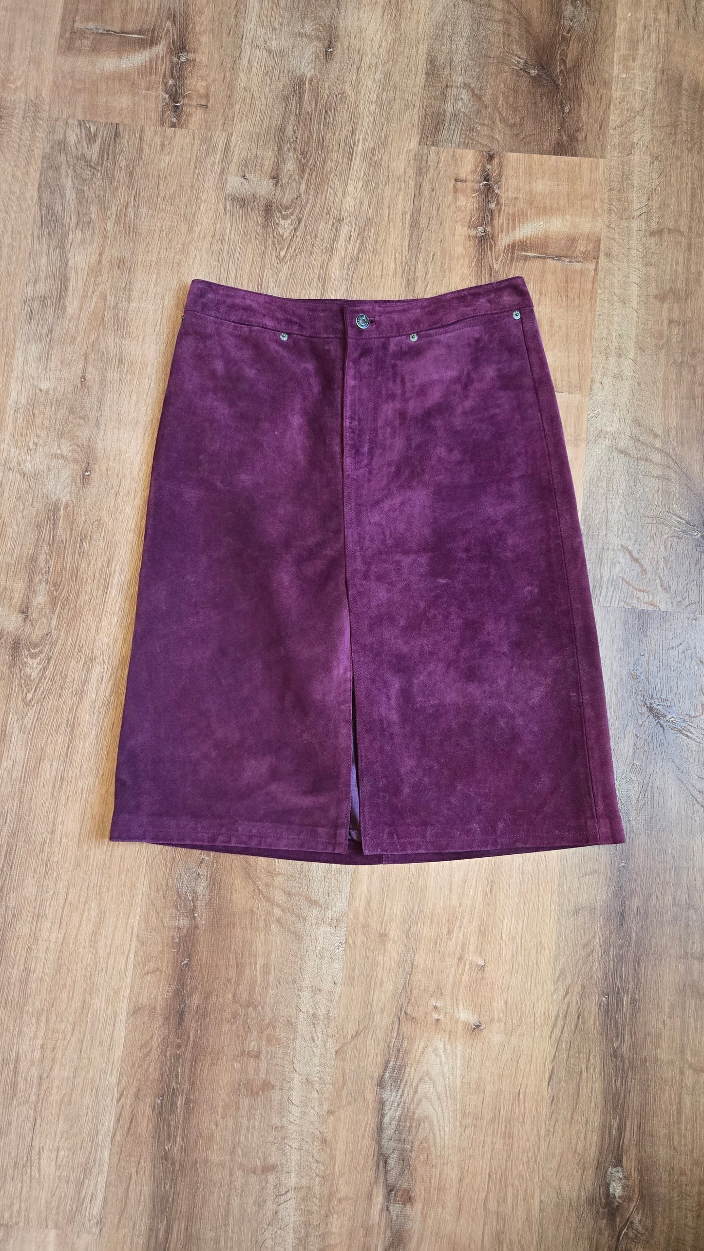 Gap eggplant suede slit skirt