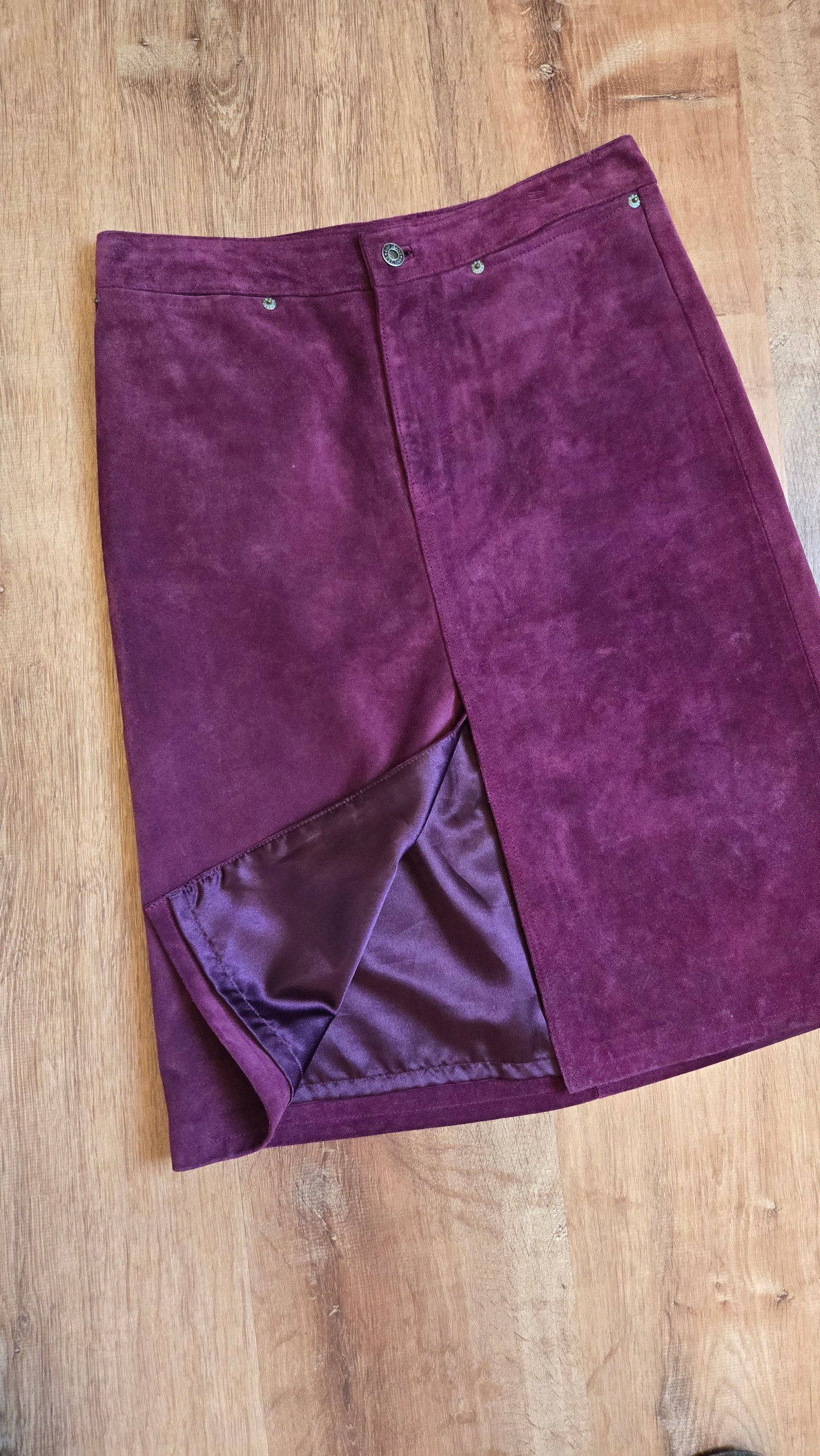 Gap eggplant suede slit skirt