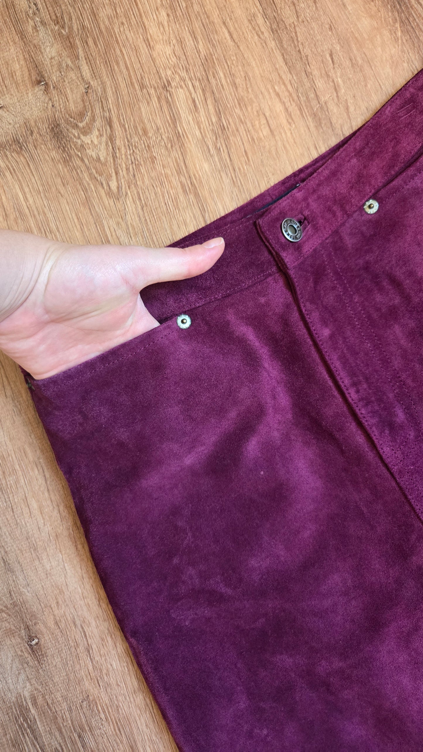 Gap eggplant suede slit skirt