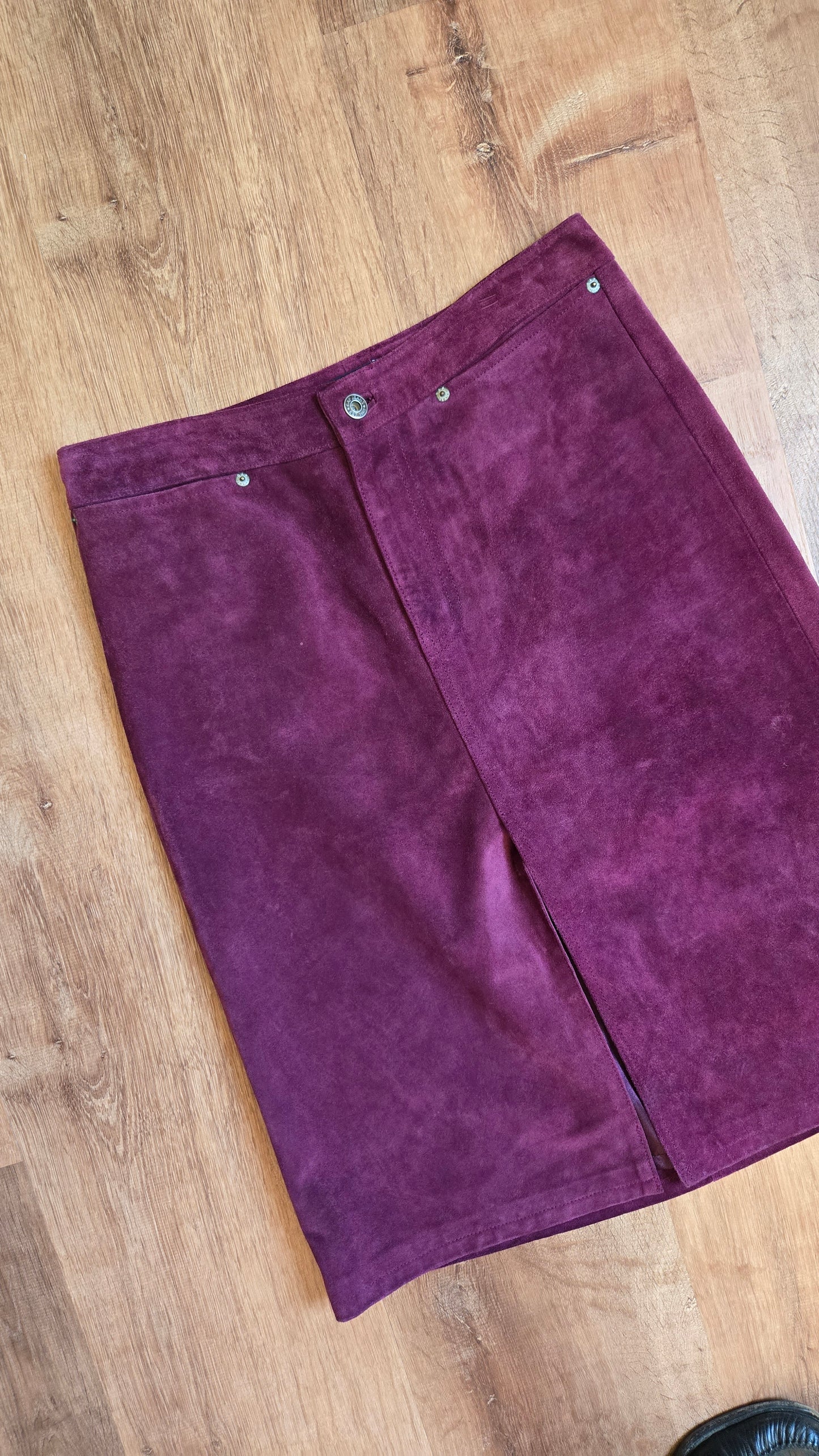 Gap eggplant suede slit skirt