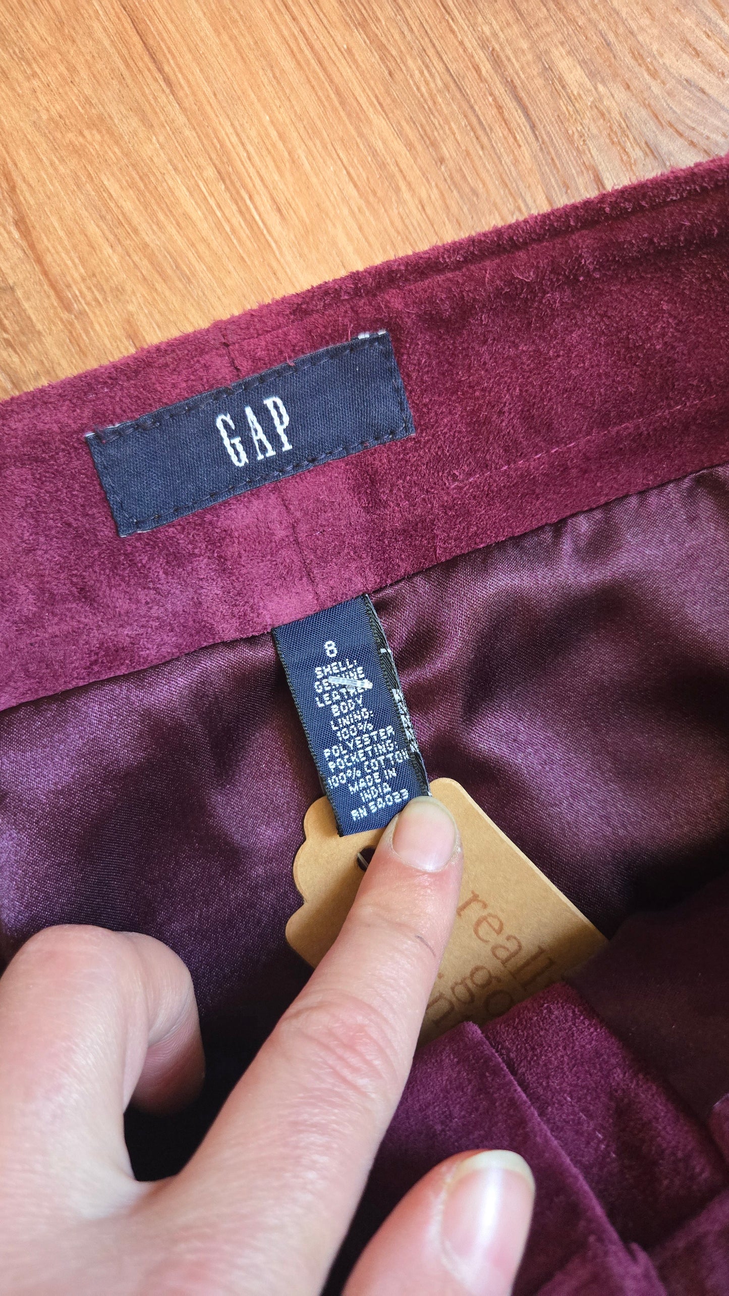 Gap eggplant suede slit skirt