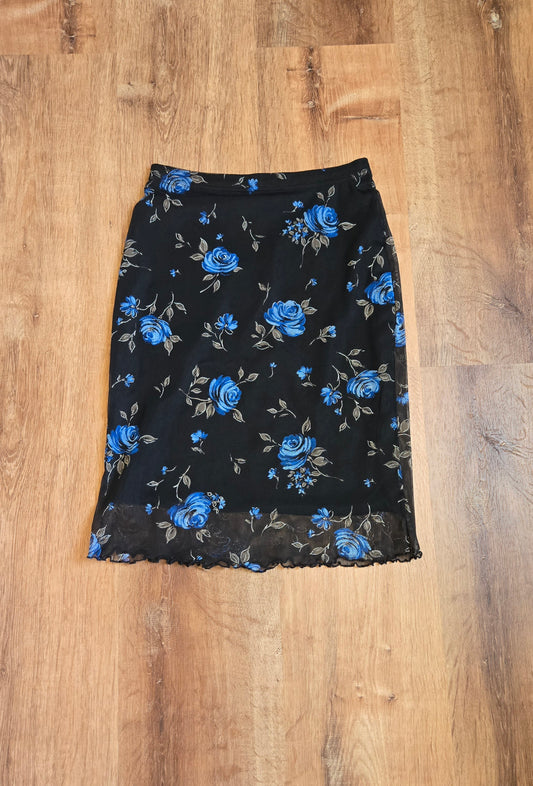 Tessa mesh floral lettuce hem skirt