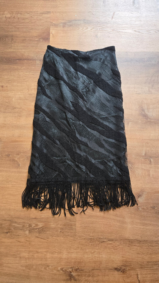 Sooki textured crochet fringe skirt