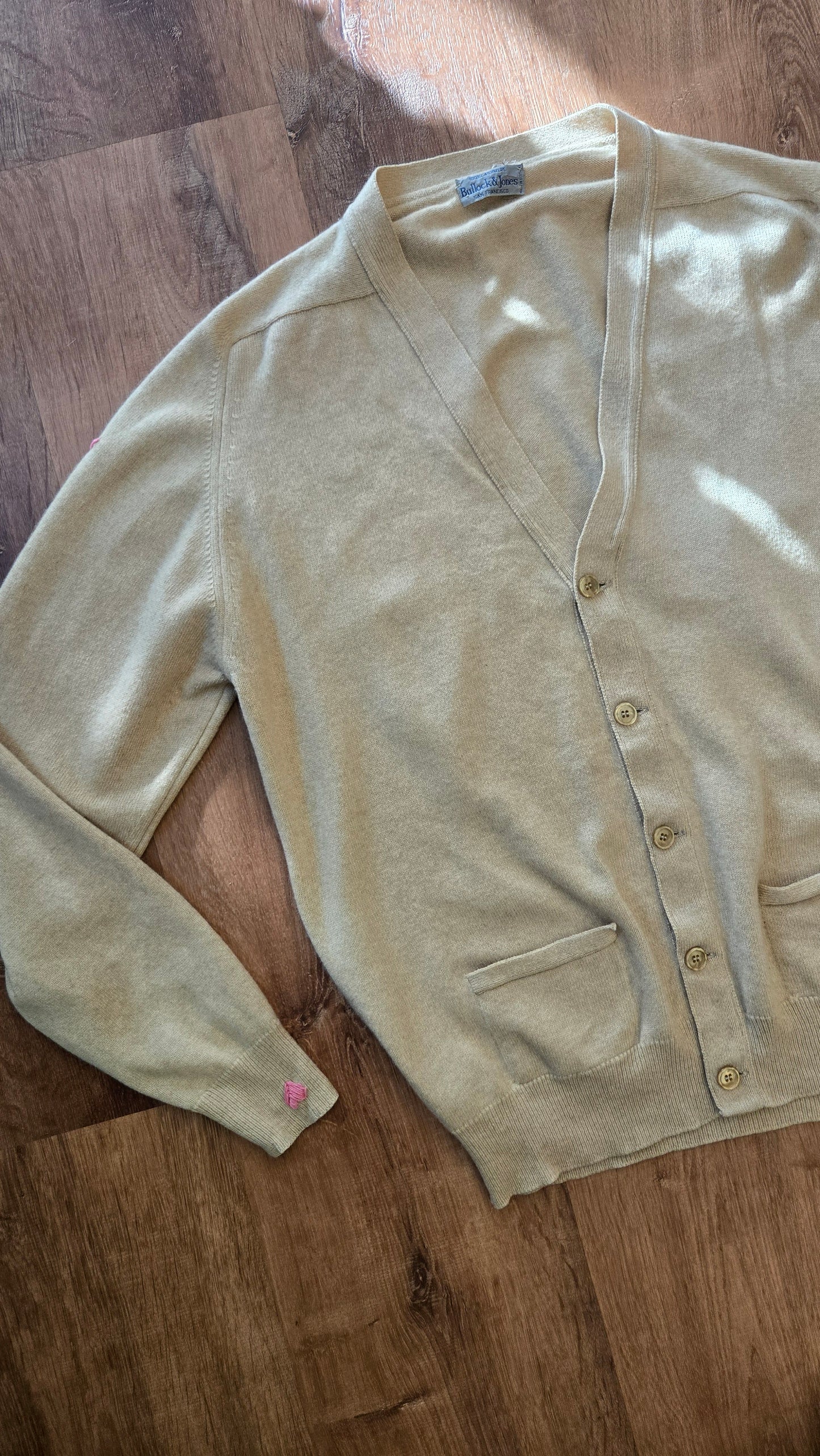 Oatmeal cashmere v-neck cardigan