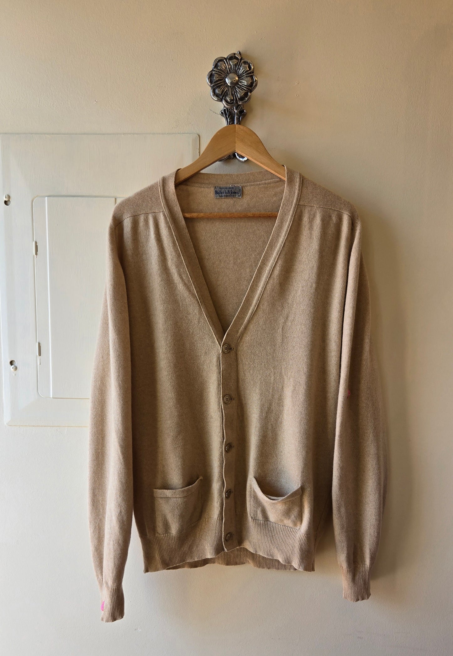 Oatmeal cashmere v-neck cardigan