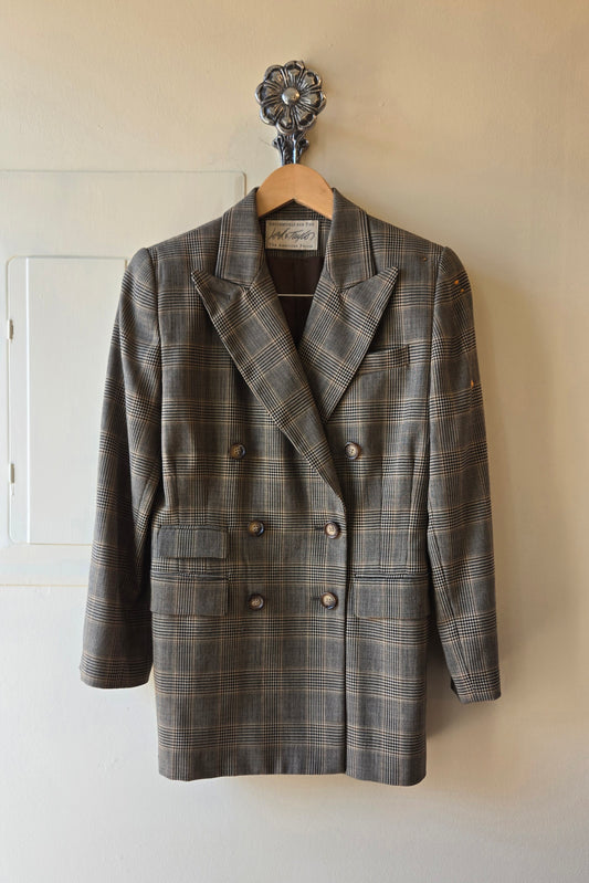 Glen plaid double breasted blazer