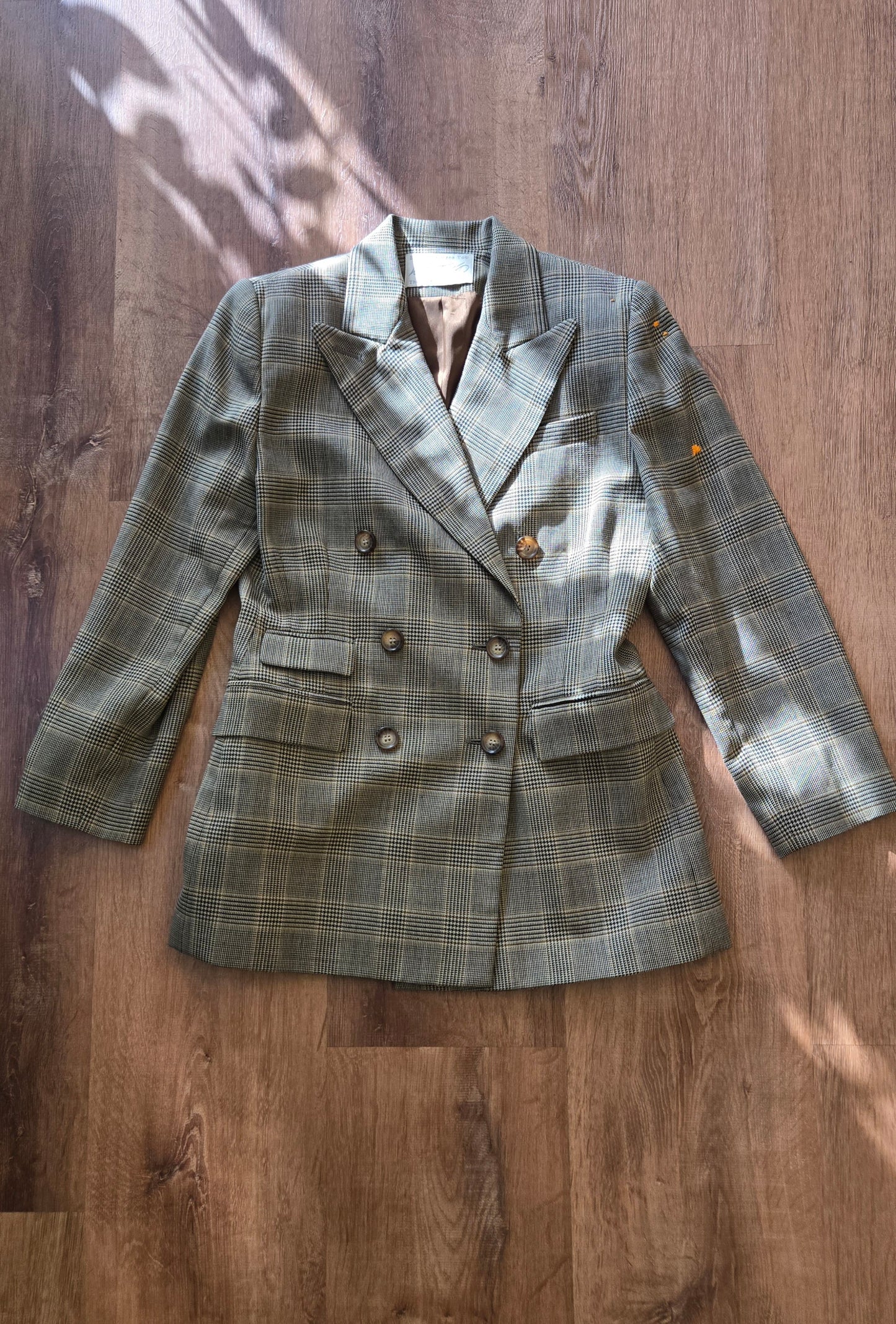 Glen plaid double breasted blazer