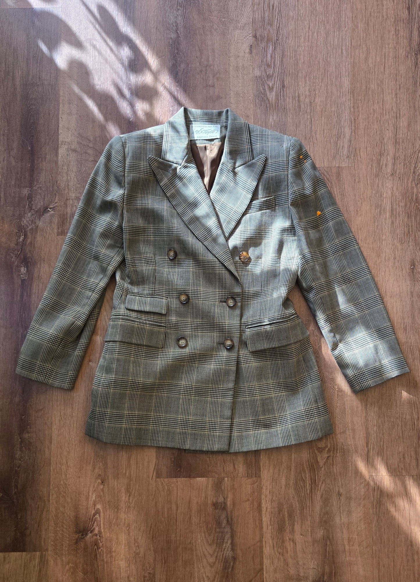 Glen plaid double breasted blazer