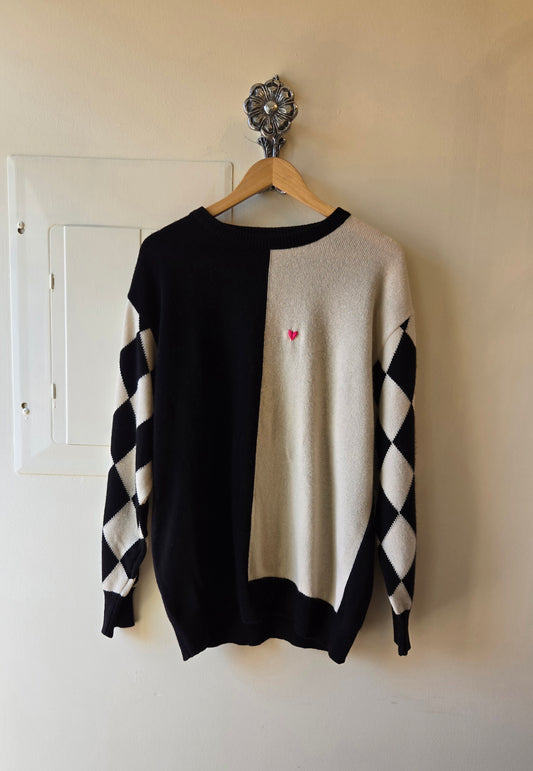 B&W harlequin cashmere sweater