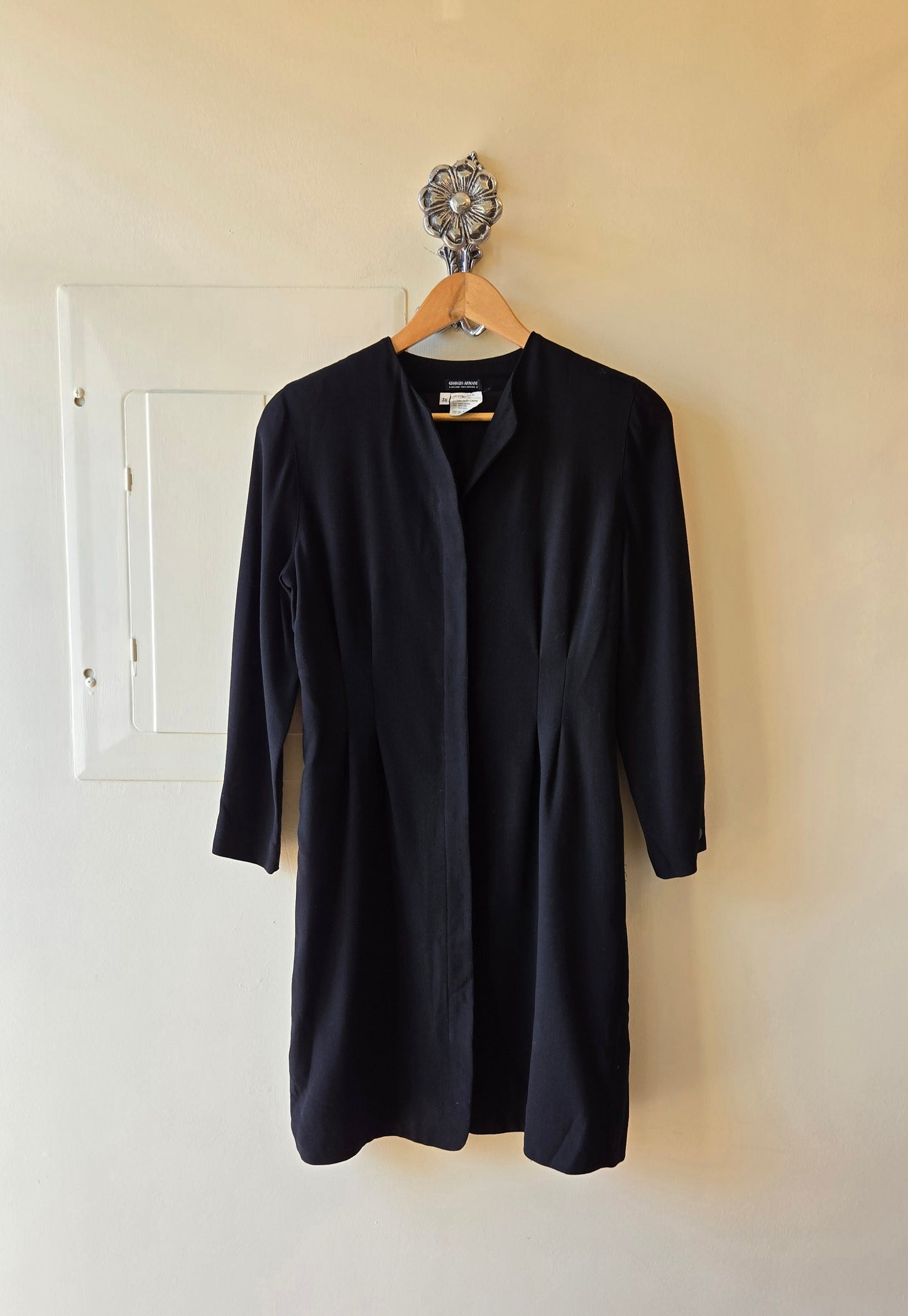 Armani sleek black wool dress